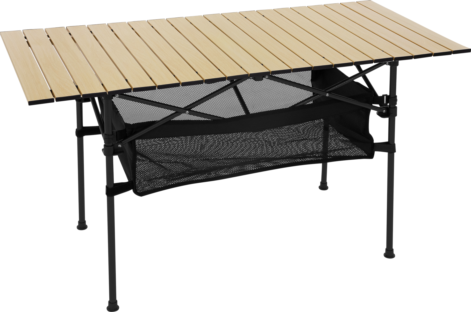 HAUKI, Hauki Camping Furniture Set 3 Piece Folding Table Beige With Two Blue Camping Chairs Portable