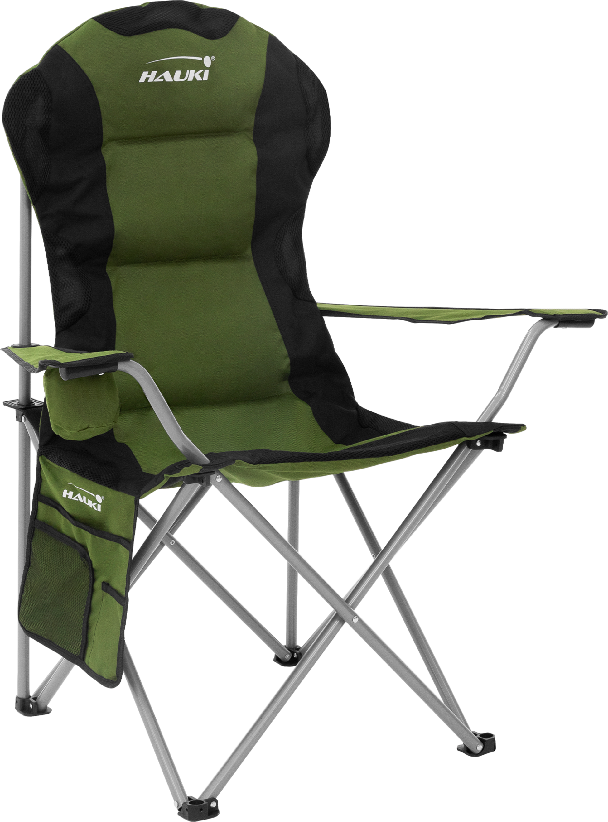 HAUKI, Hauki Camping Furniture Set 3 Piece Folding Table Beige With Two Khaki Camping Chairs Portable