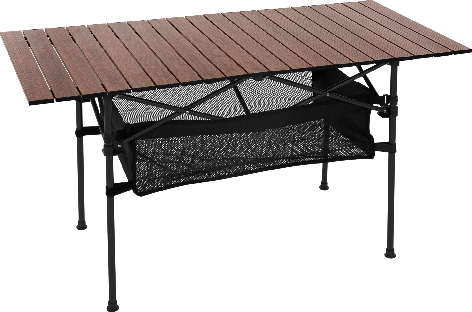 HAUKI, Hauki Camping Furniture Set 3 Piece Folding Table Brown With Two Black Camping Chairs