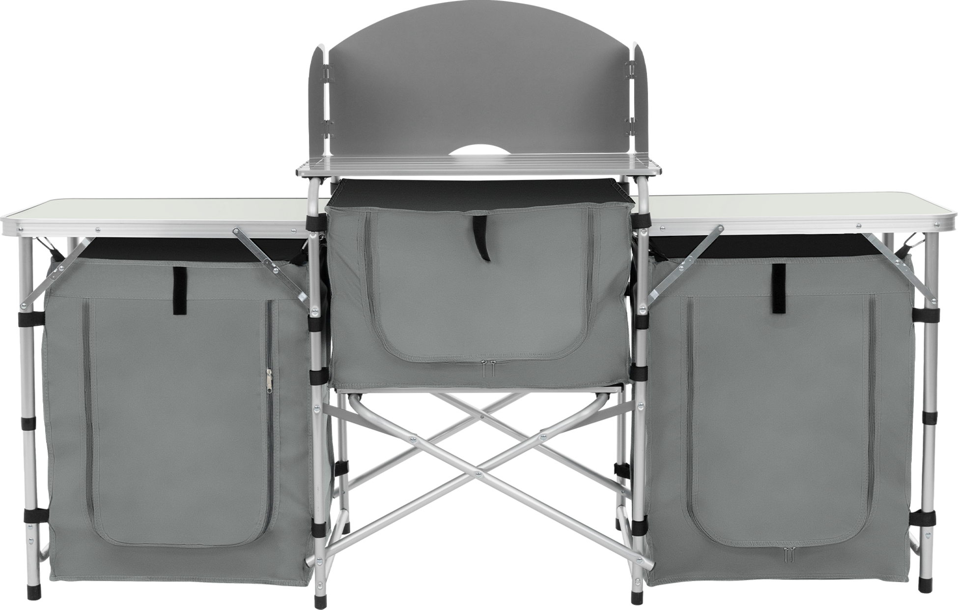 HAUKI, Hauki Camping Kitchen Grey Foldable Outdoor Cabinet With Carry Bag, Portable Travel Cooking Statio