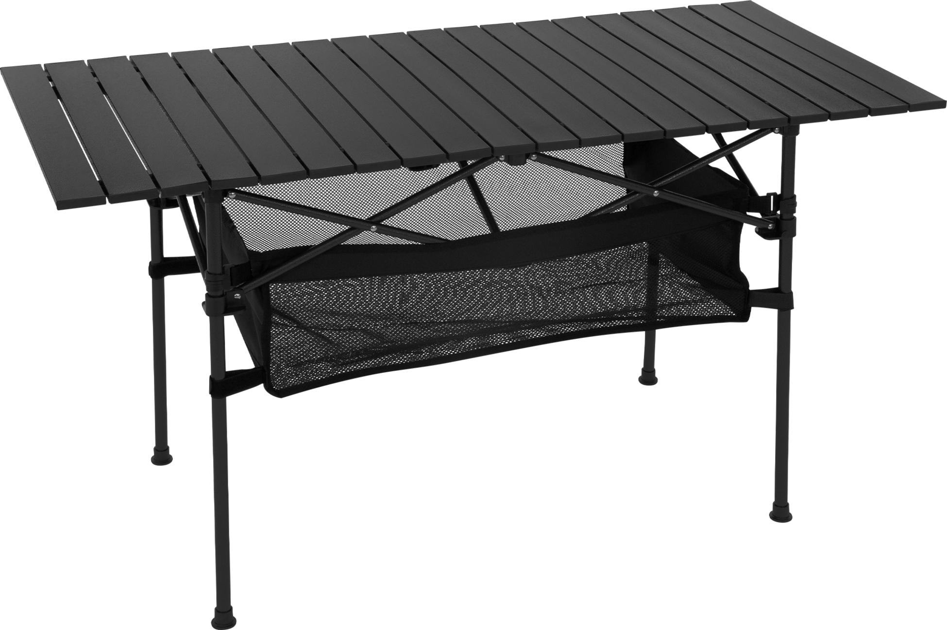 HAUKI, Hauki Foldable Camping Table 118&times;55&times;64.5 Cm, Black Aluminium Outdoor Table With Roll-up Top
