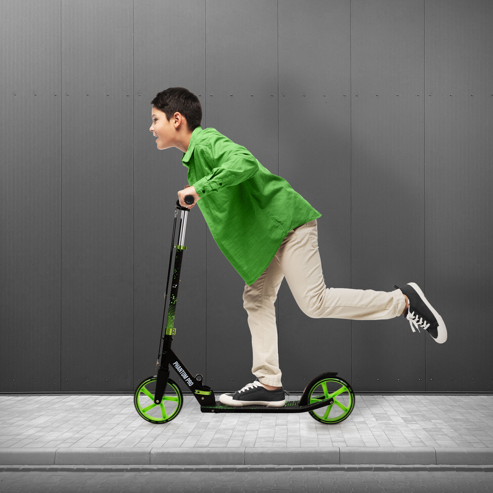 HAUKI, Hauki Foldable Green City Scooter With Adjustable Handlebar, Xxl Wheels, Rear Foot Brake