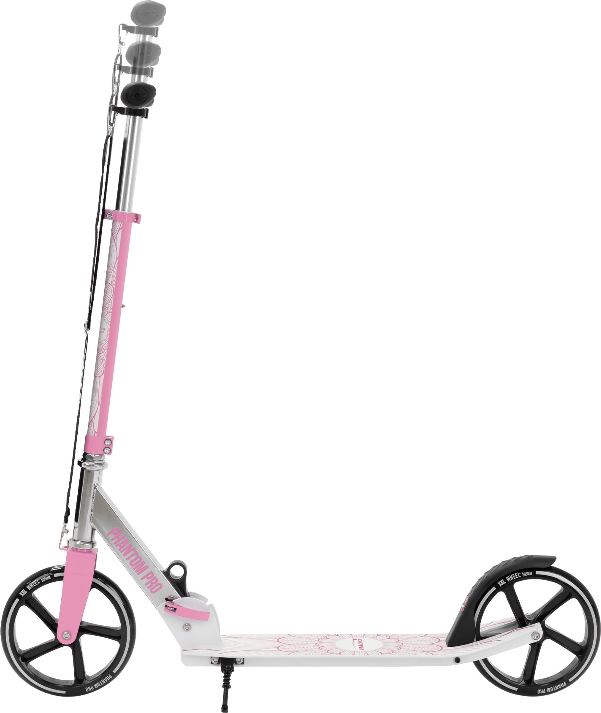 HAUKI, Hauki Foldable Pink City Scooter with Adjustable Handlebar, XXL Wheels, Rear Foot Brake
