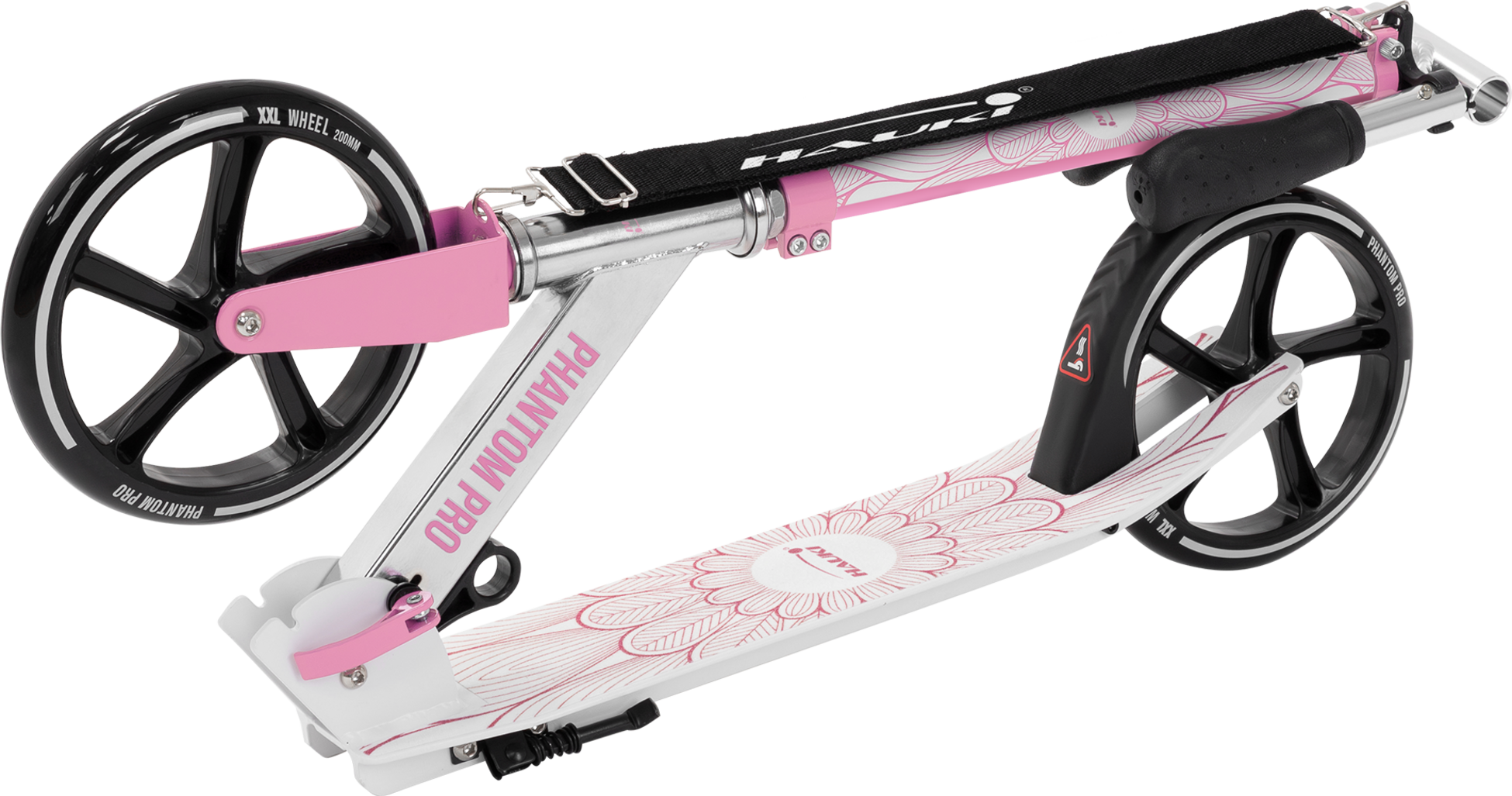 HAUKI, Hauki Foldable Pink City Scooter with Adjustable Handlebar, XXL Wheels, Rear Foot Brake