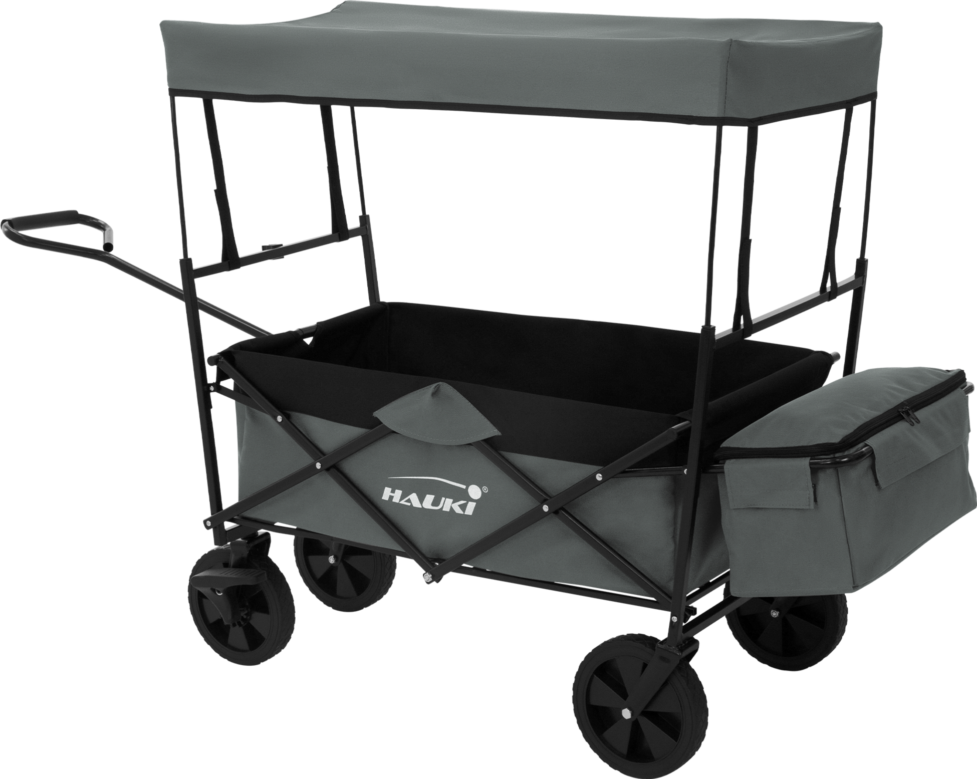 HAUKI, Hauki Foldable Wagon With Canopy, Bollerwagen L Gray- Collapsible Kids Handcart, Garden  Beach Cart