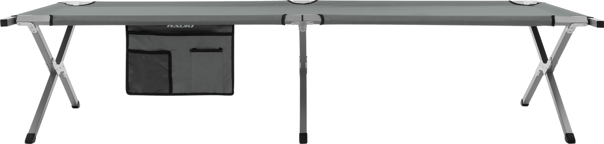 HAUKI, Hauki Folding Camping Bed Xl 210 X 83 X 46 Cm, Grey Portable Sleeping Lounger With Carry Bag