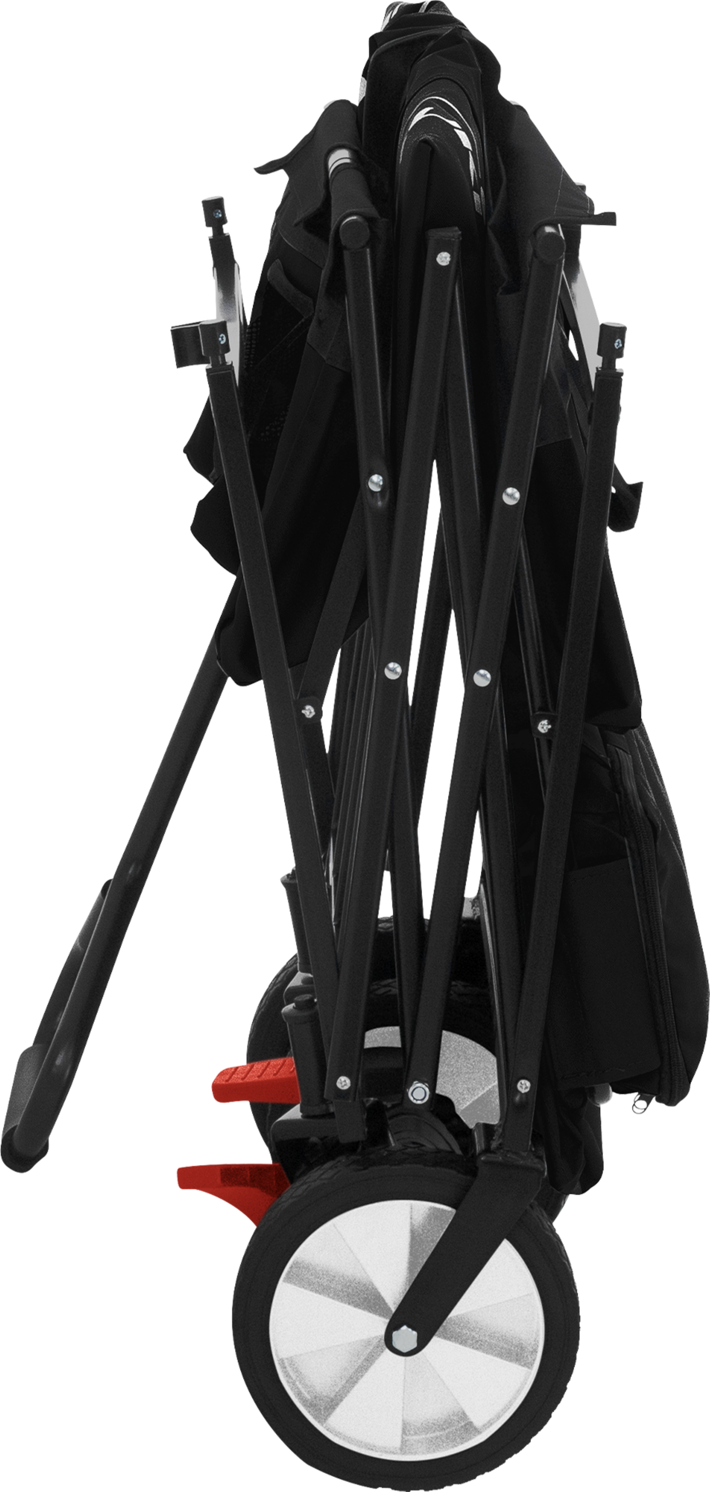 HAUKI, Hauki Folding Wagon With Canopy, L Black Sit In Camping and Beach Kids Cart with 2 Mesh Pockets