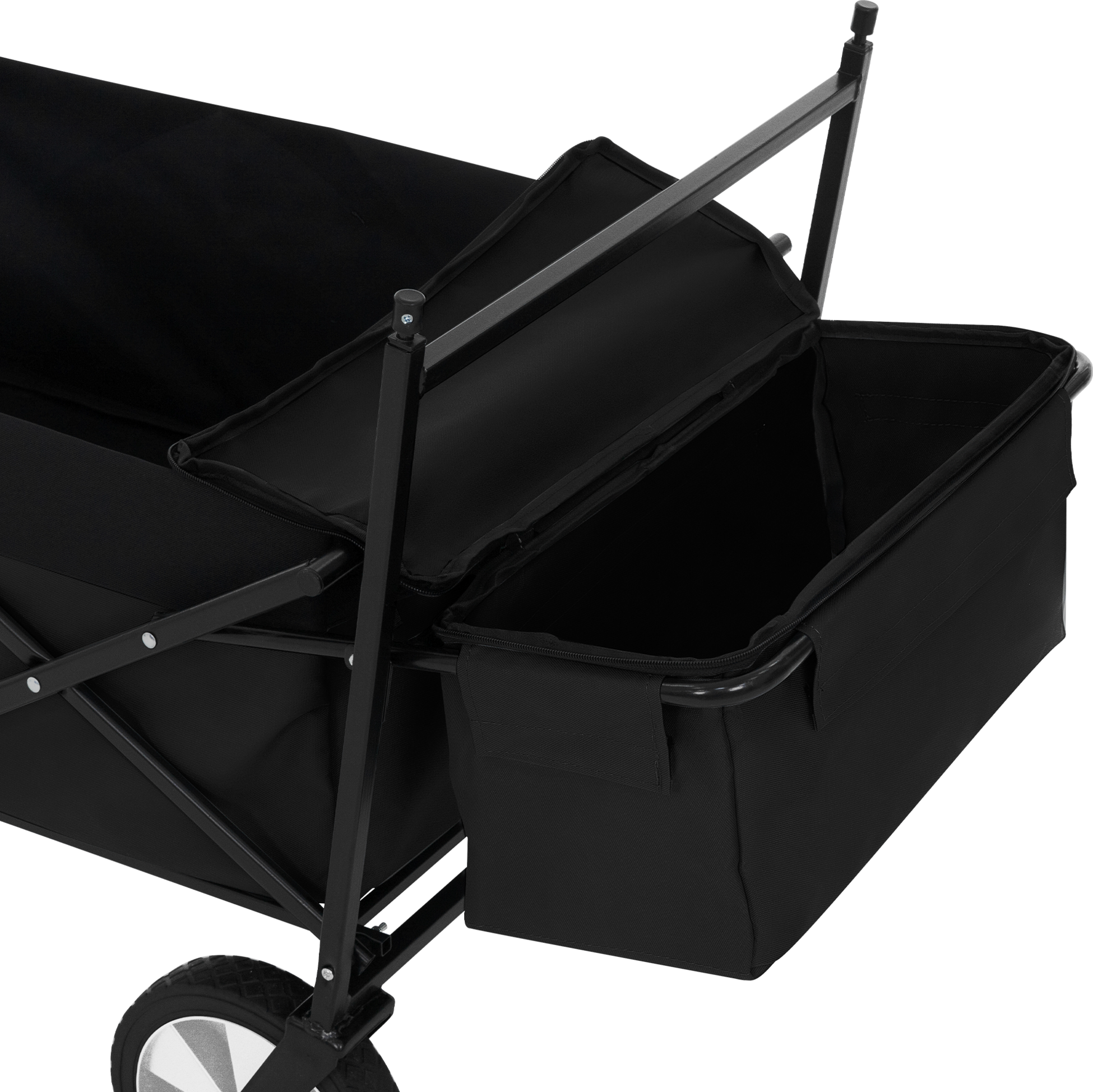 HAUKI, Hauki Folding Wagon With Canopy, L Black Sit In Camping and Beach Kids Cart with 2 Mesh Pockets
