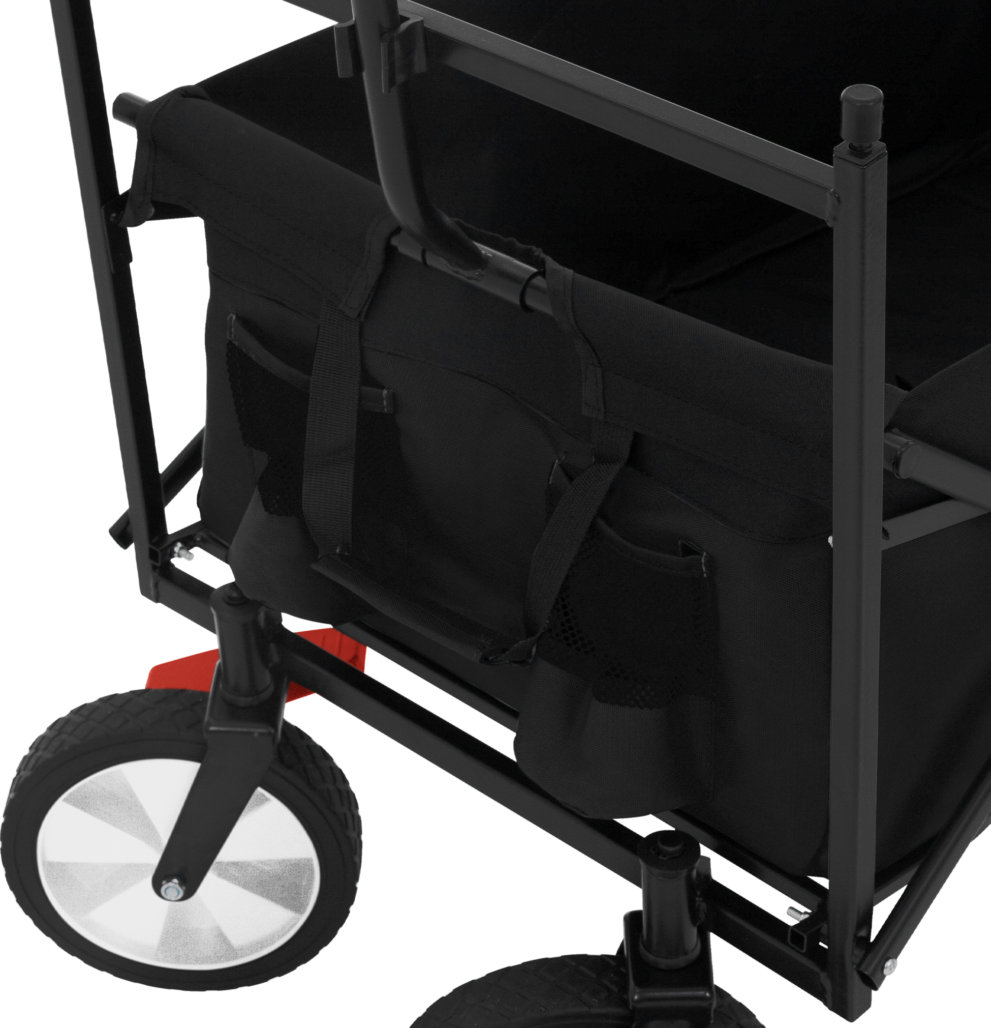 HAUKI, Hauki Folding Wagon With Canopy, L Black Sit In Camping and Beach Kids Cart with 2 Mesh Pockets