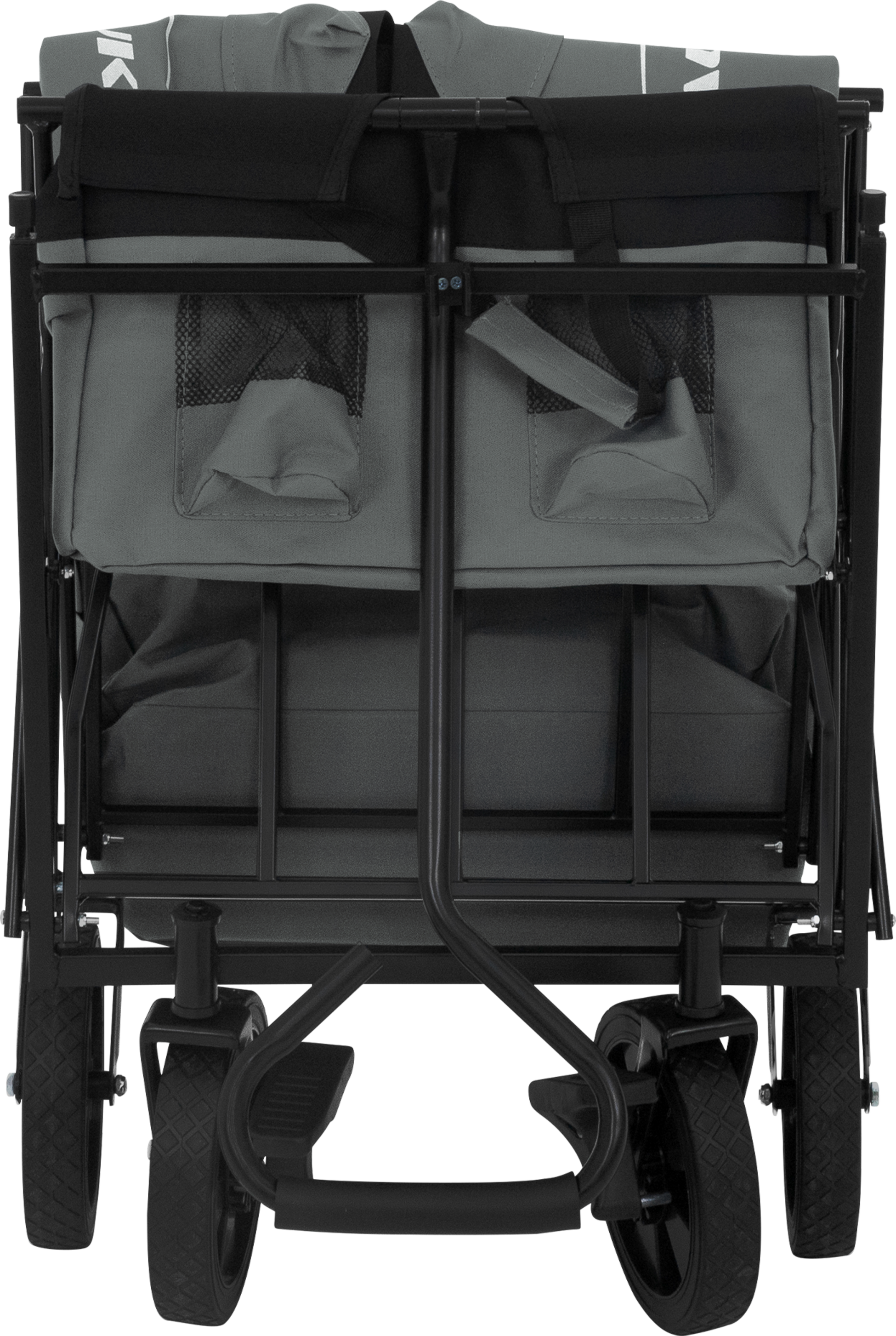 HAUKI, Hauki Folding Wagon With Canopy, L Grey Sit In Camping and Beach Kids Cart with 2 Mesh Pockets