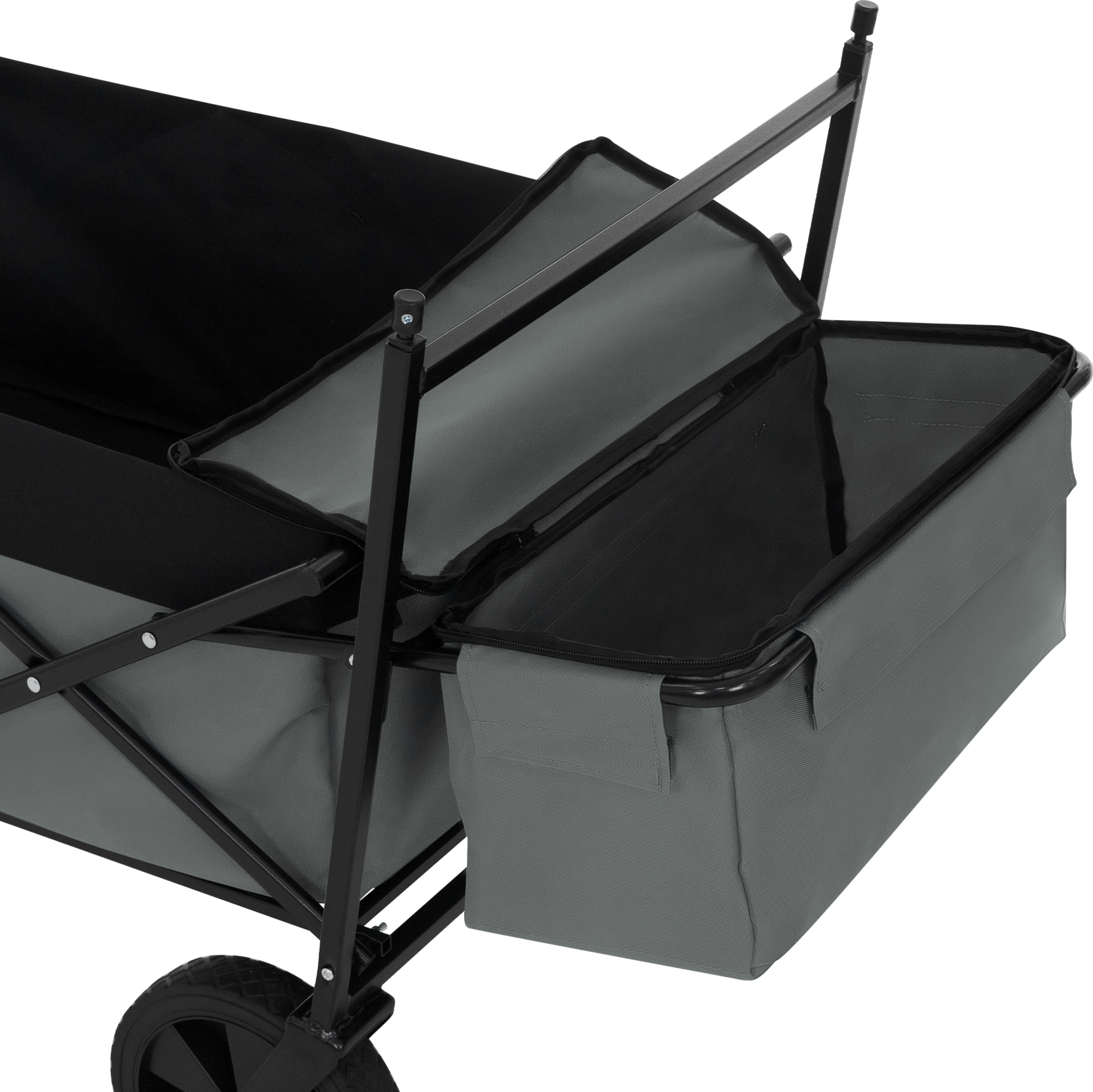HAUKI, Hauki Folding Wagon With Canopy, L Grey Sit In Camping and Beach Kids Cart with 2 Mesh Pockets
