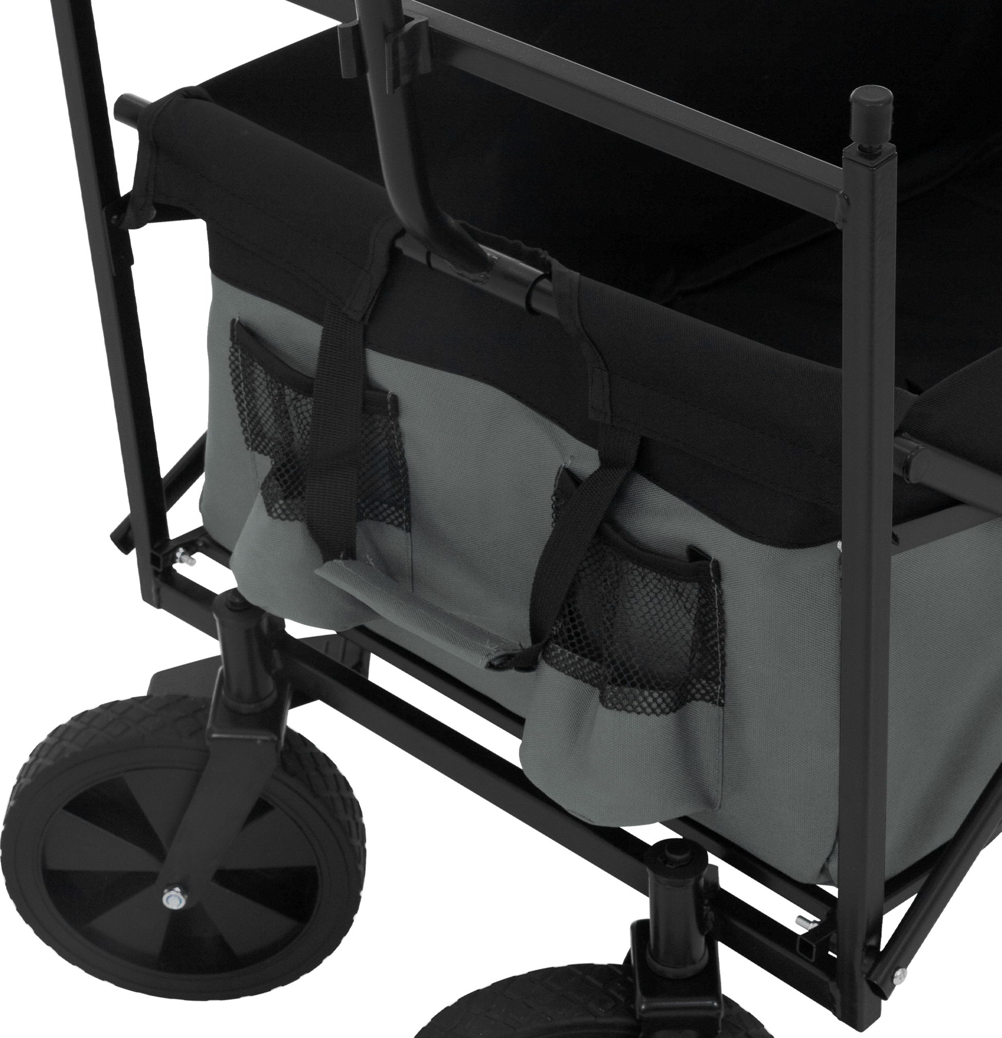 HAUKI, Hauki Folding Wagon With Canopy, L Grey Sit In Camping and Beach Kids Cart with 2 Mesh Pockets