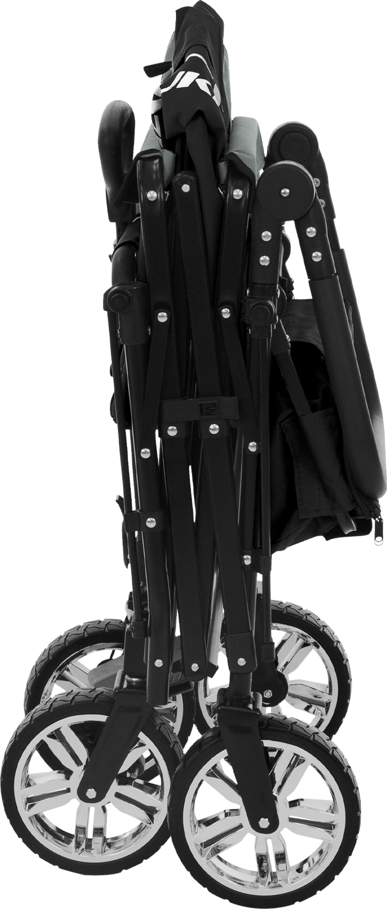 HAUKI, Hauki Folding Wagon With Canopy, XXL Black Grey, Camping and Beach Kids Cart with 2 Mesh Pockets