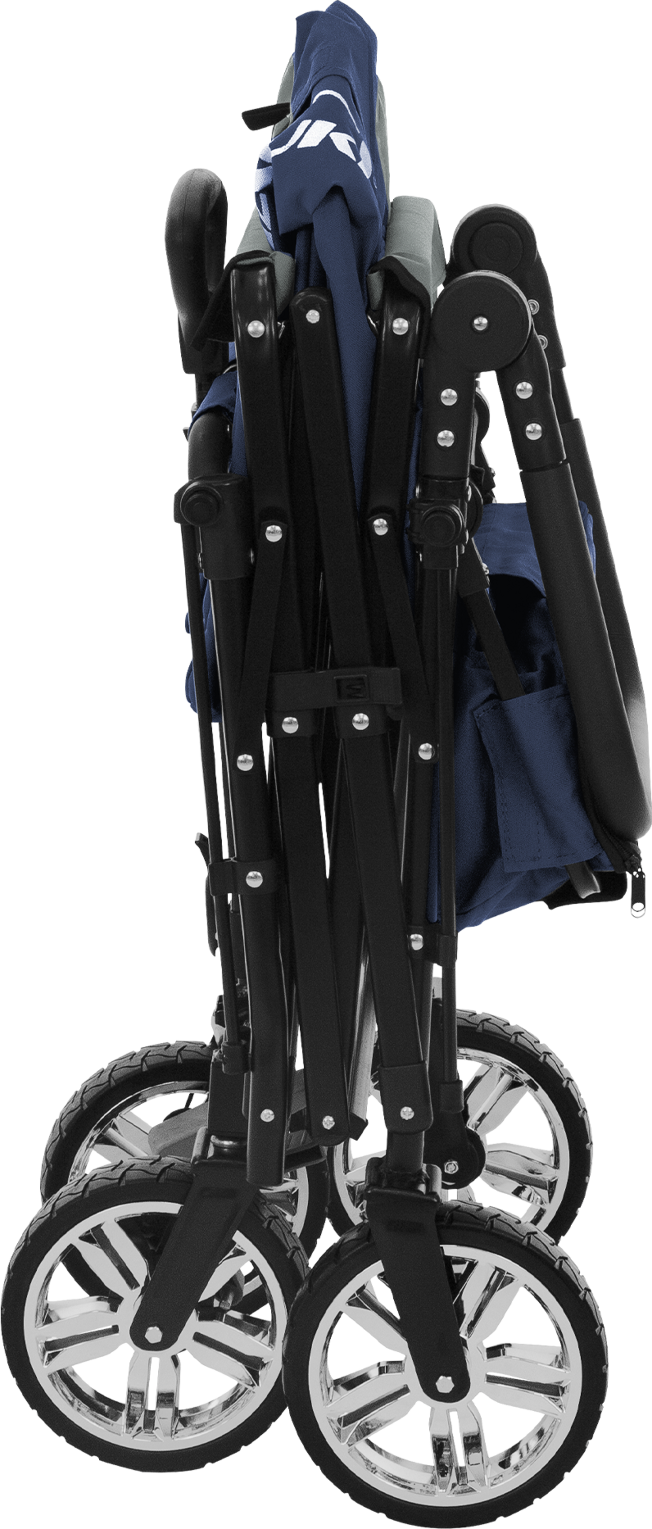 HAUKI, Hauki Folding Wagon With Canopy, XXL Blue Grey, Camping and Beach Kids Cart with 2 Mesh Pockets