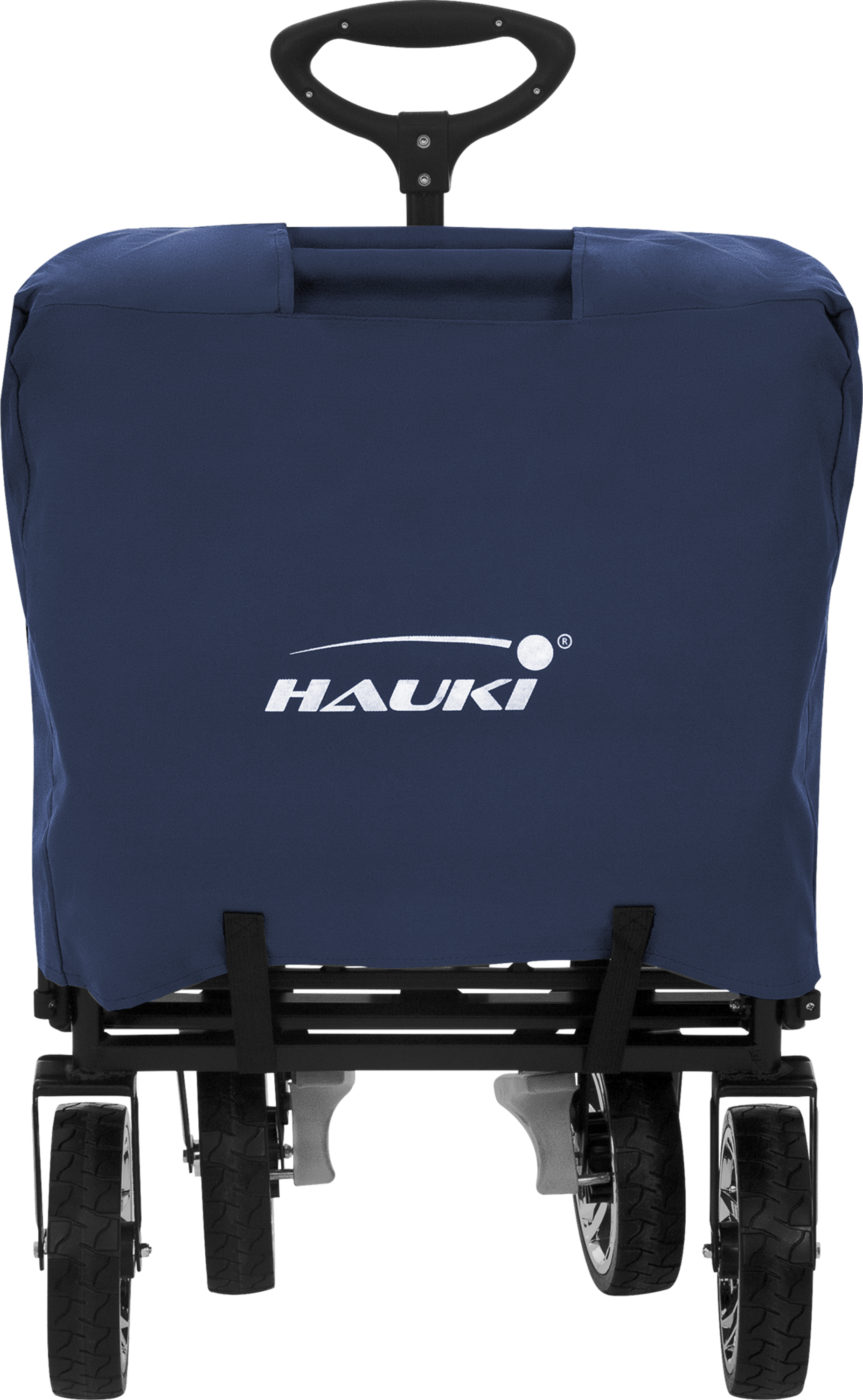 HAUKI, Hauki Folding Wagon With Canopy, XXL Blue Grey, Camping and Beach Kids Cart with 2 Mesh Pockets