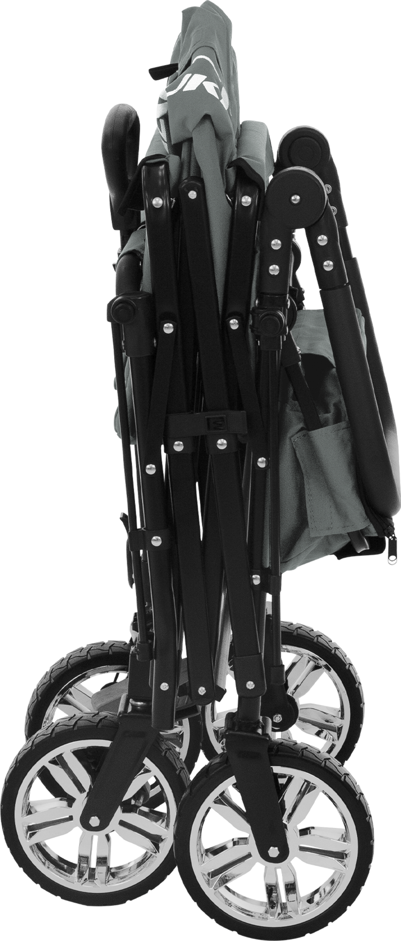 HAUKI, Hauki Folding Wagon With Canopy, XXL Grey Sit In Camping and Beach Kids Cart with 2 Mesh Pockets