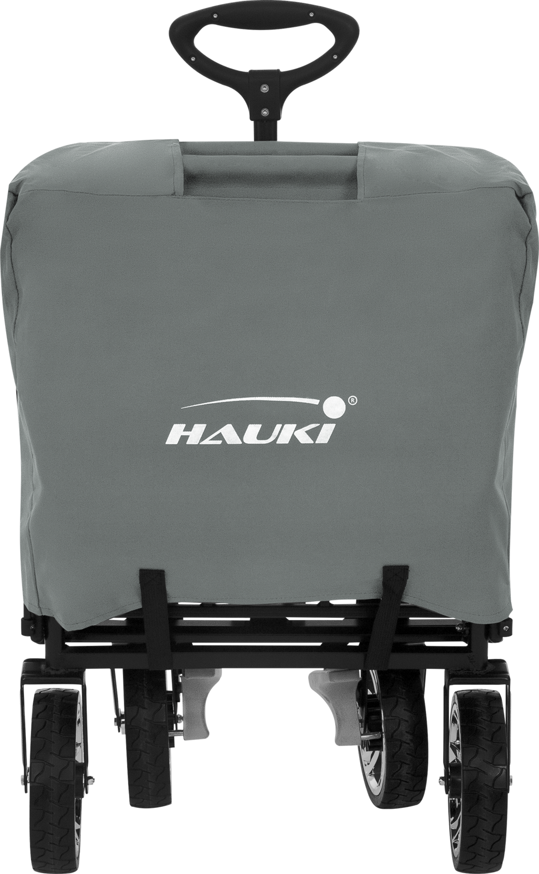 HAUKI, Hauki Folding Wagon With Canopy, XXL Grey Sit In Camping and Beach Kids Cart with 2 Mesh Pockets