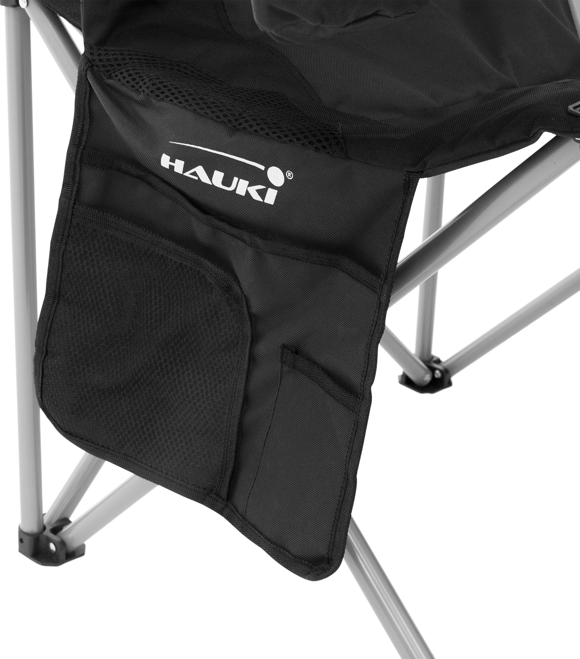 HAUKI, Hauki Set Of 2 Foldable Camping Chairs, Black Padded High-back Outdoor Seats With Cup Holders