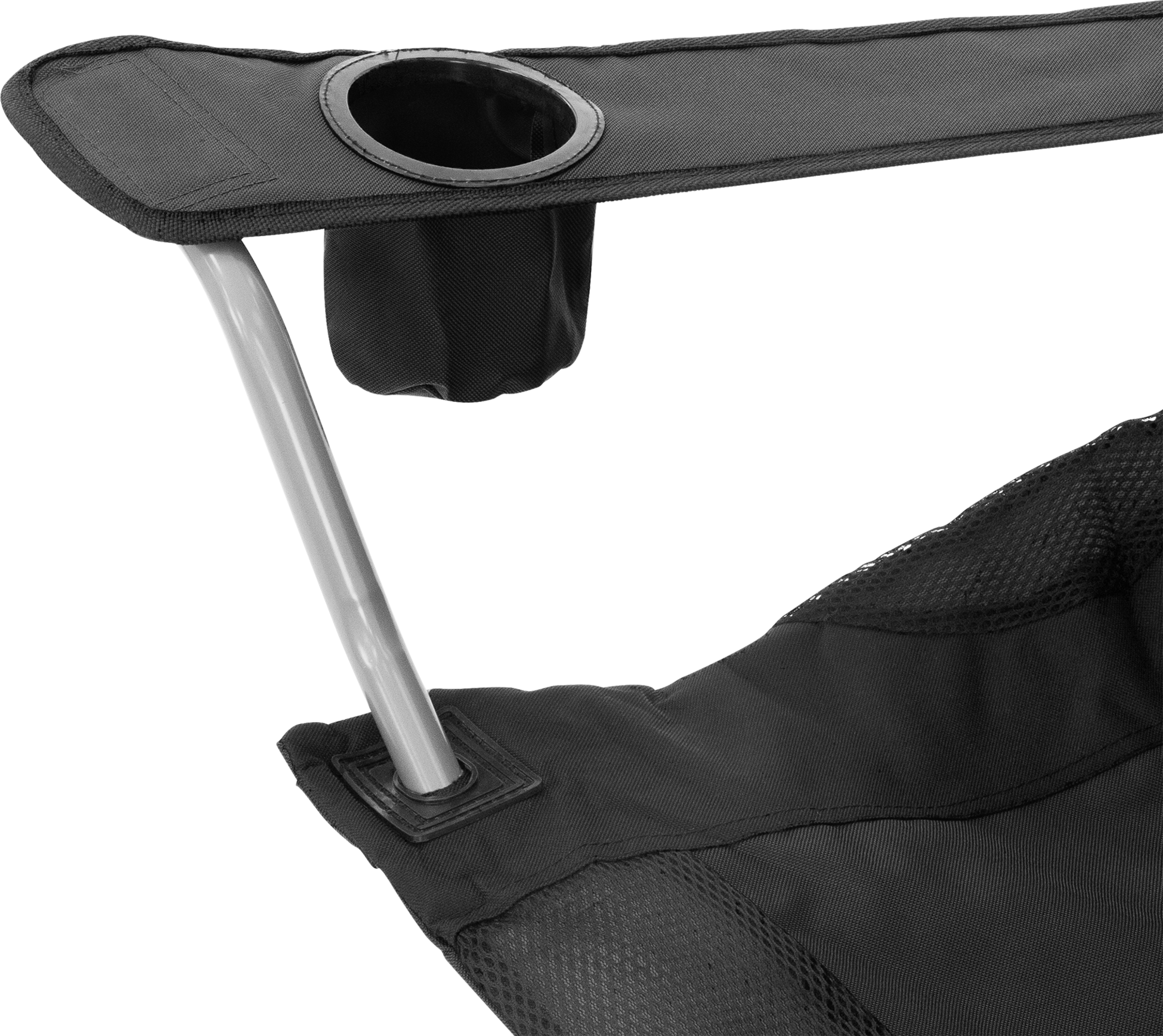 HAUKI, Hauki Set Of 2 Foldable Camping Chairs, Black Padded High-back Outdoor Seats With Cup Holders