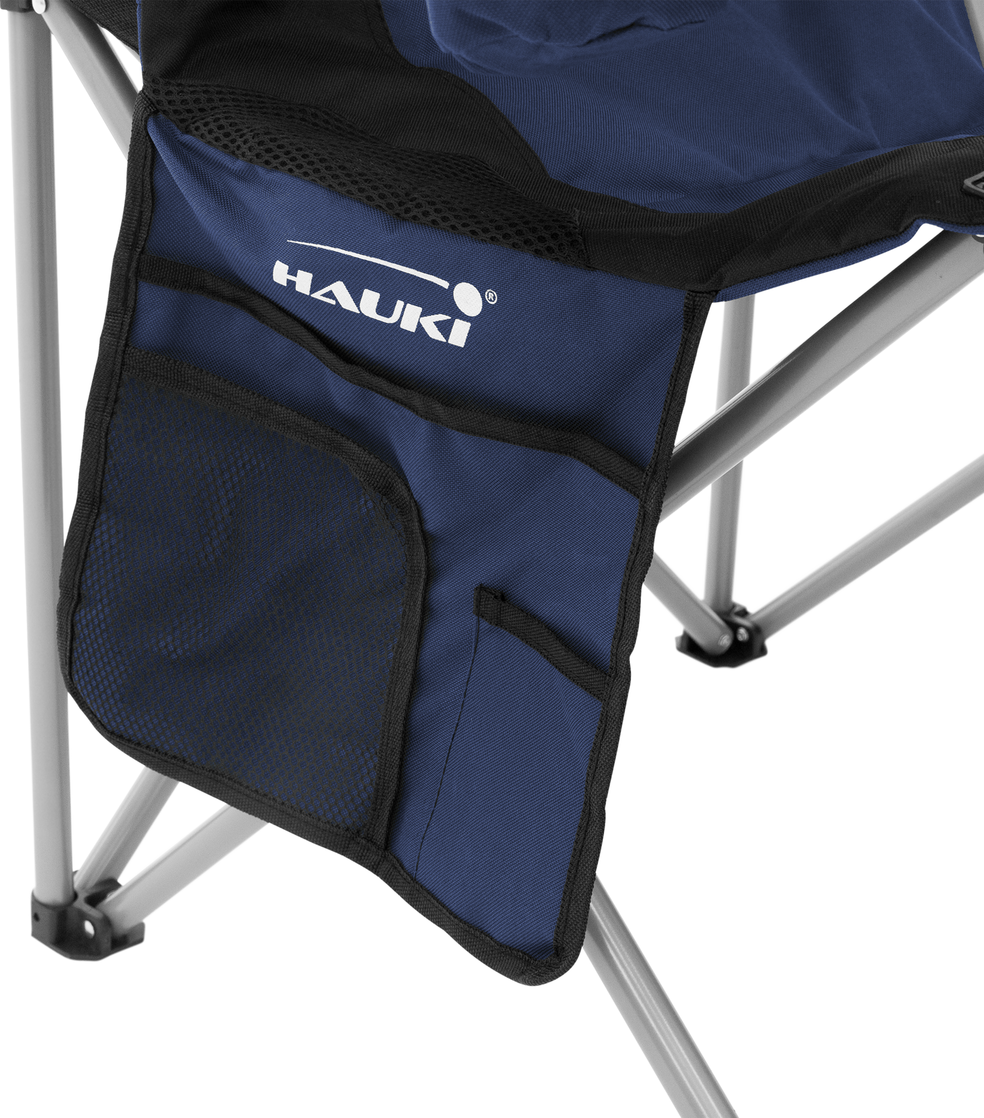 HAUKI, Hauki Set Of 2 Foldable Camping Chairs, Blue Padded High-back Outdoor Seats With Cup Holders