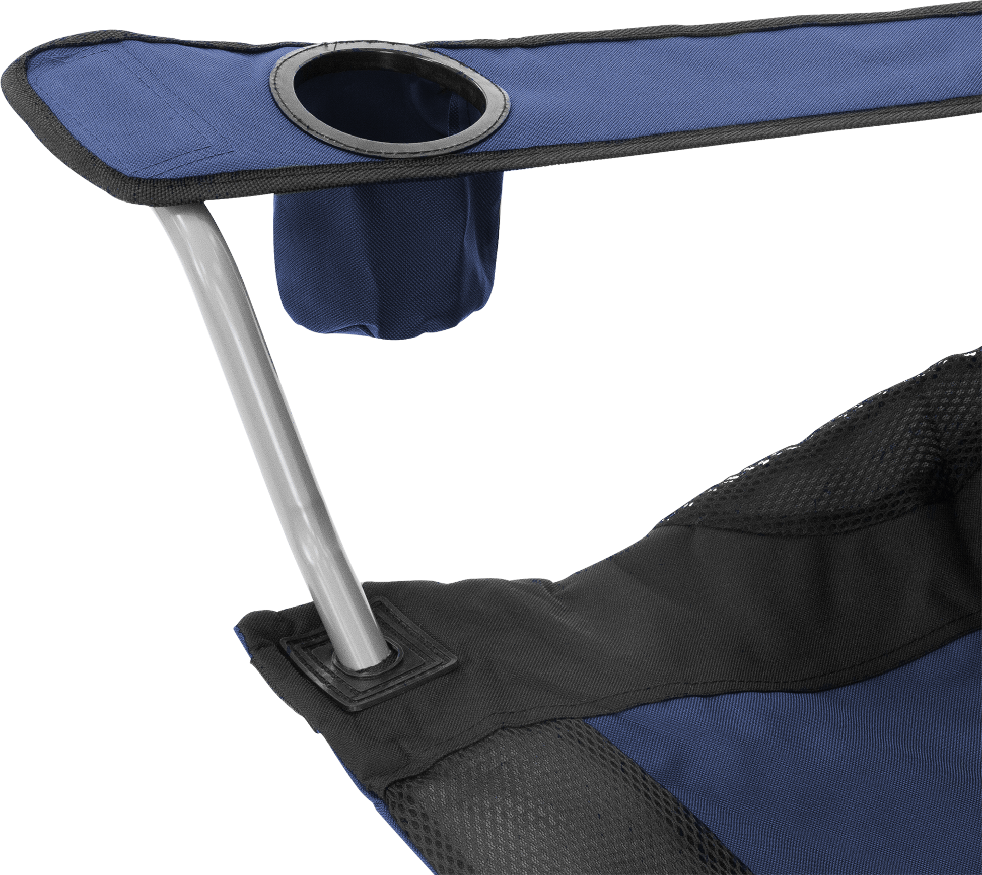 HAUKI, Hauki Set Of 2 Foldable Camping Chairs, Blue Padded High-back Outdoor Seats With Cup Holders