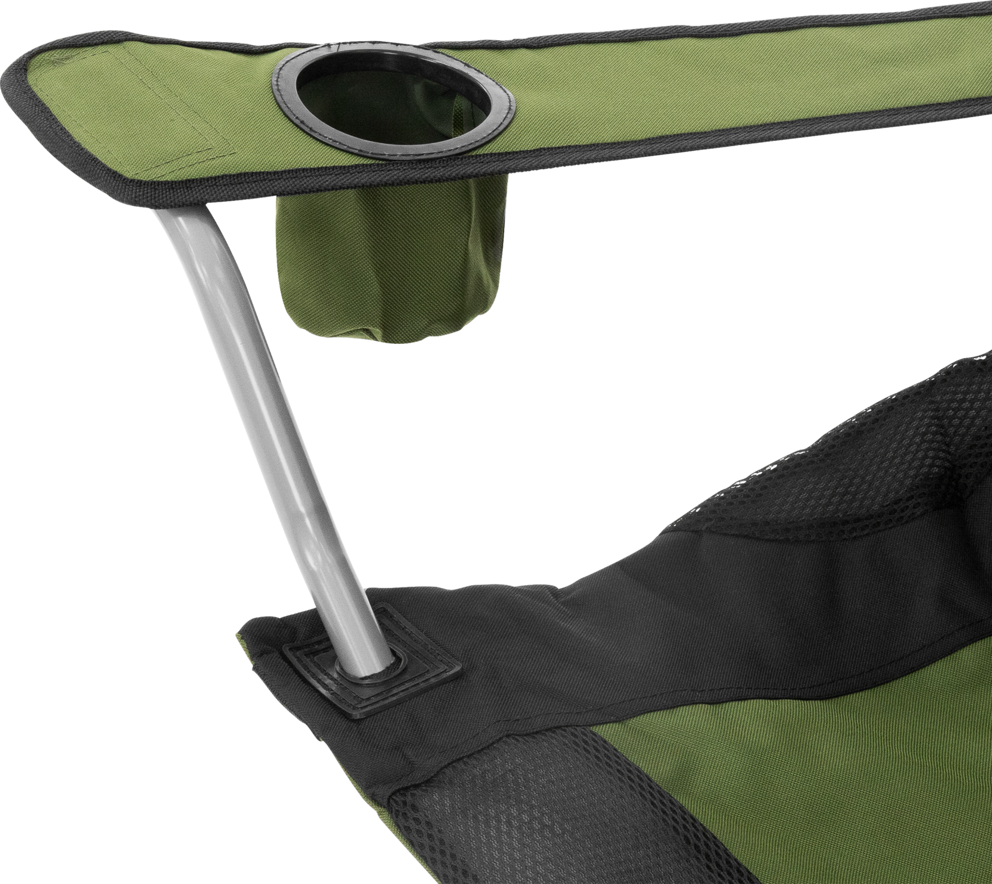 HAUKI, Hauki Set Of 2 Foldable Camping Chairs, Khaki Padded High-back Outdoor Seats With Cup Holders