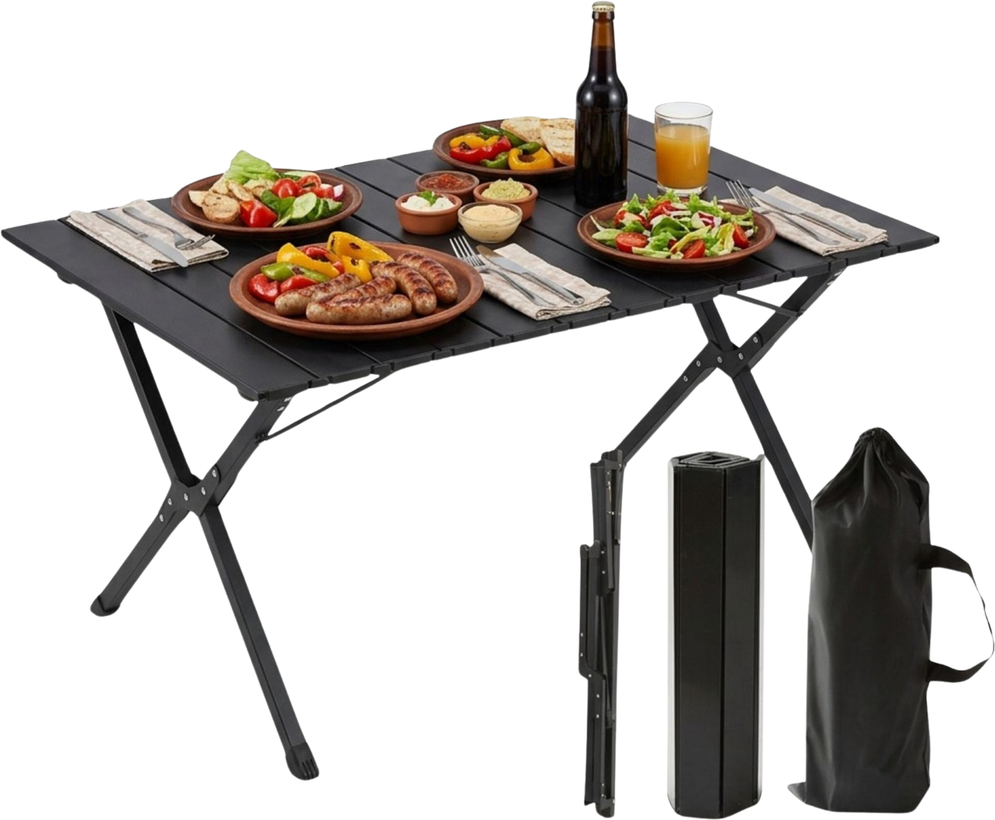 NORTHIX, Height-adjustable Folding Camping Table, Steel, Weatherproof