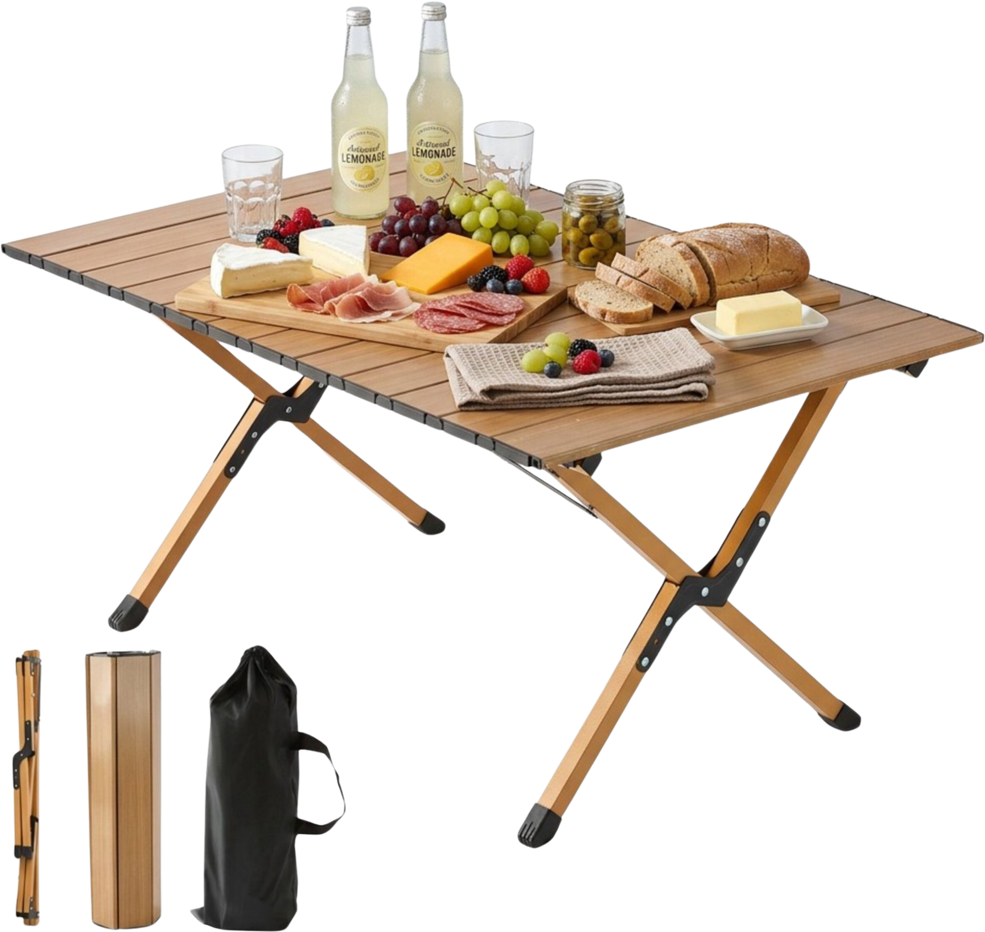 NORTHIX, Height-adjustable Folding Camping Table, Steel, Weatherproof