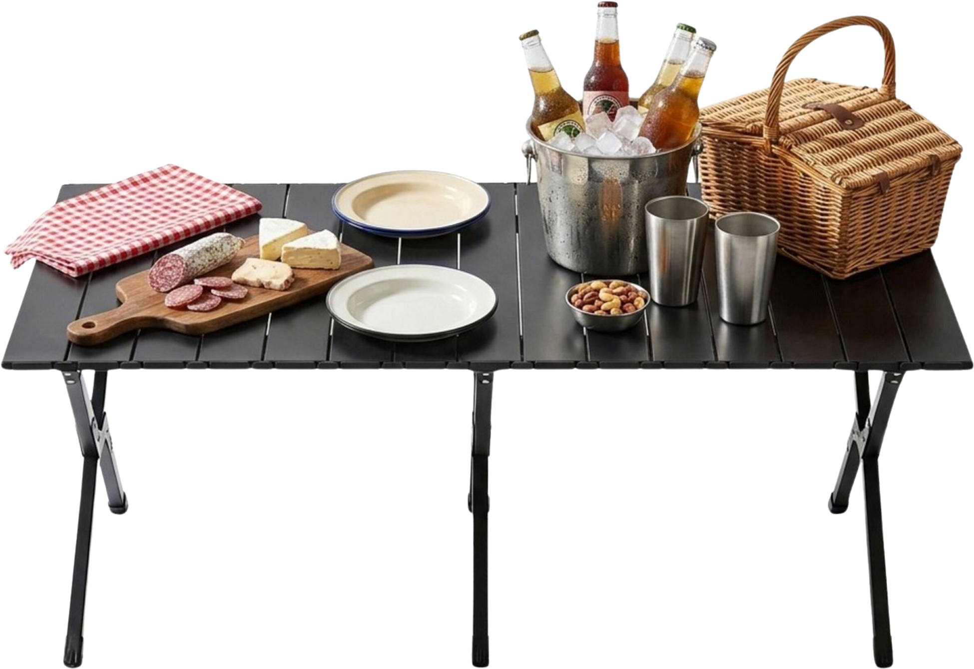 NORTHIX, Height-adjustable Folding Camping Table, Steel