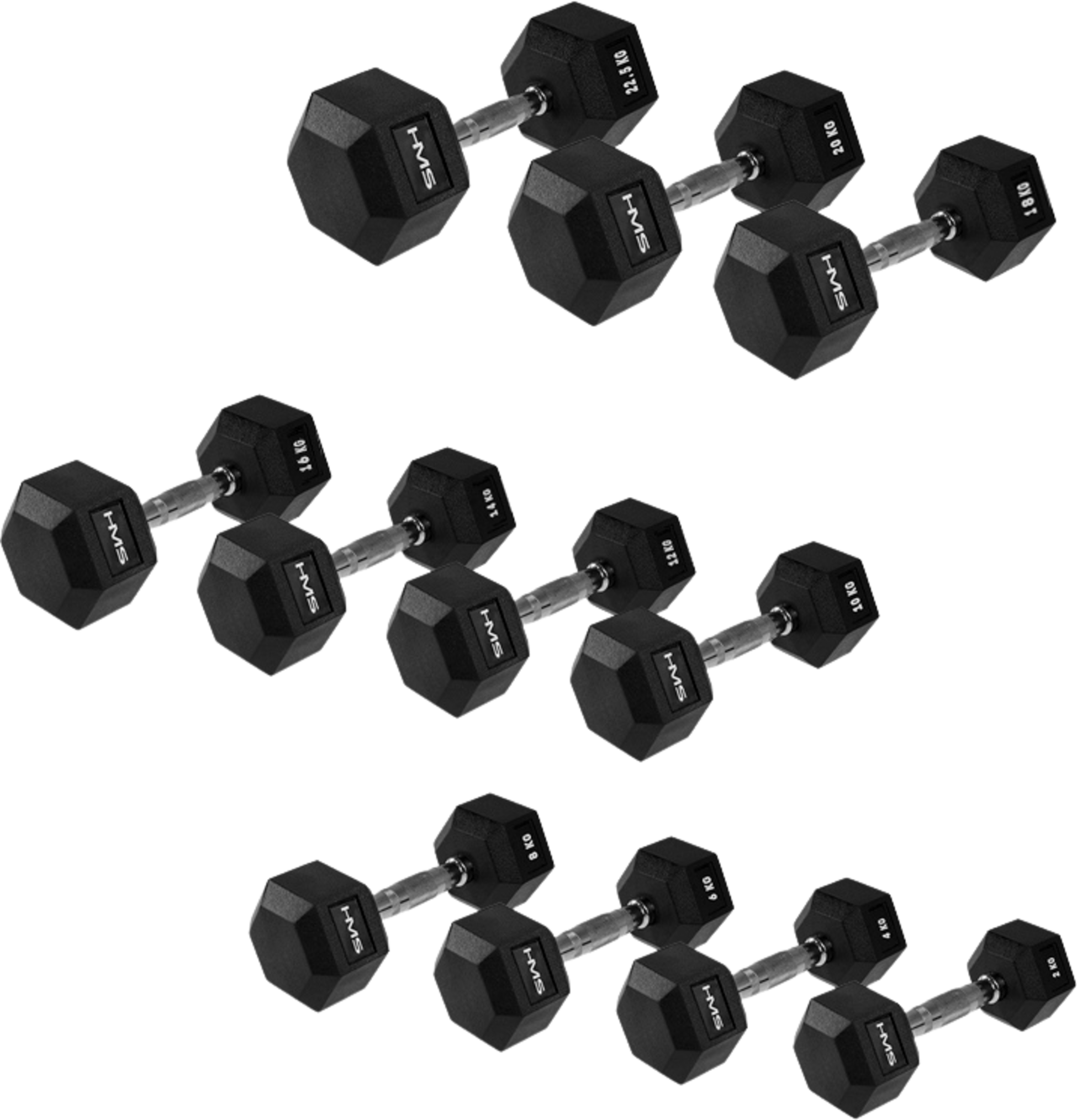 NORTHIX, Hex Dumbbell 12 Kg &ndash; Rubber Coated, Anti-roll Design