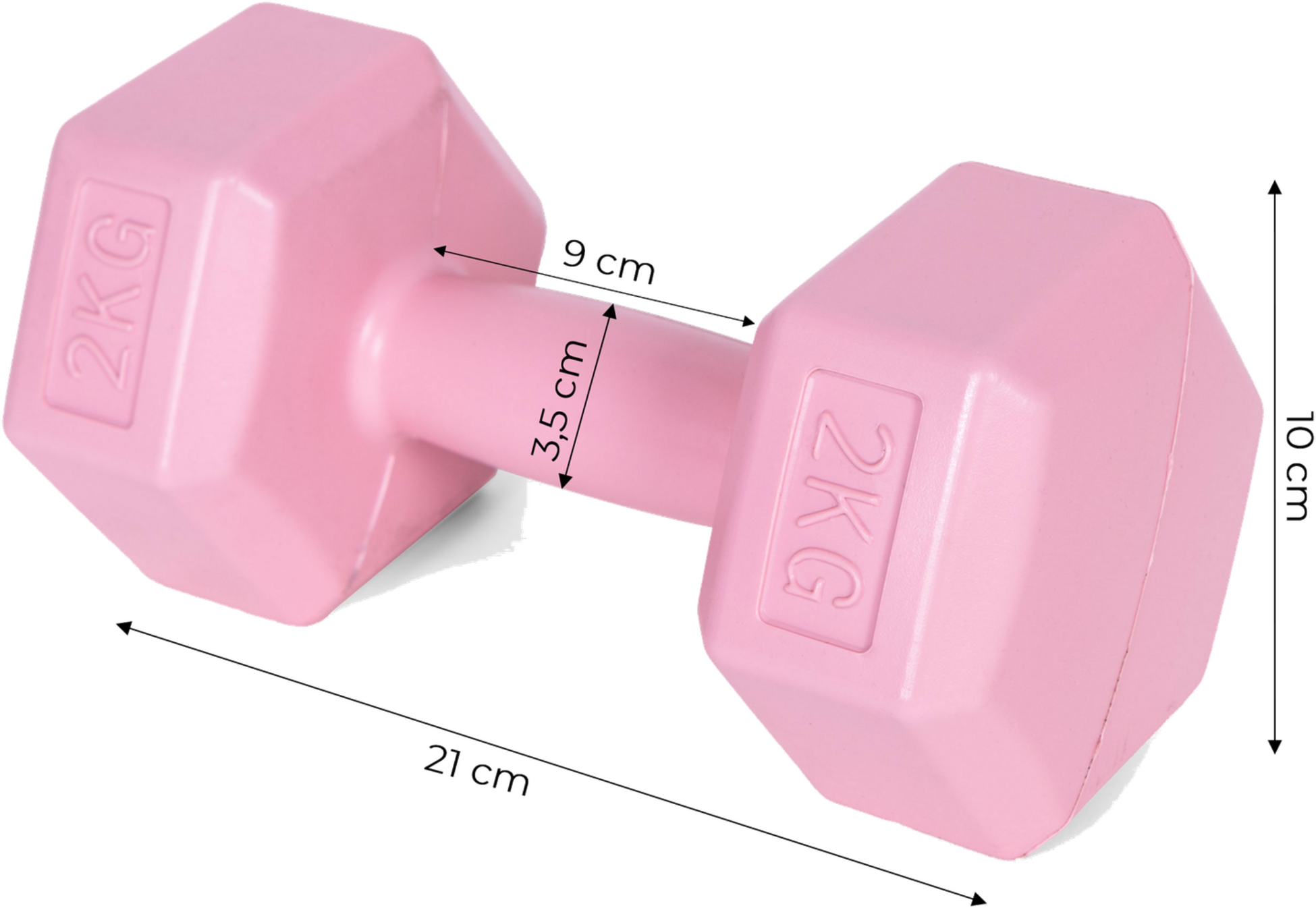 B2X, Hex Dumbbells Set 2x2 Kg, Exercise Weights, Fitness Load, Pink, Modernhome