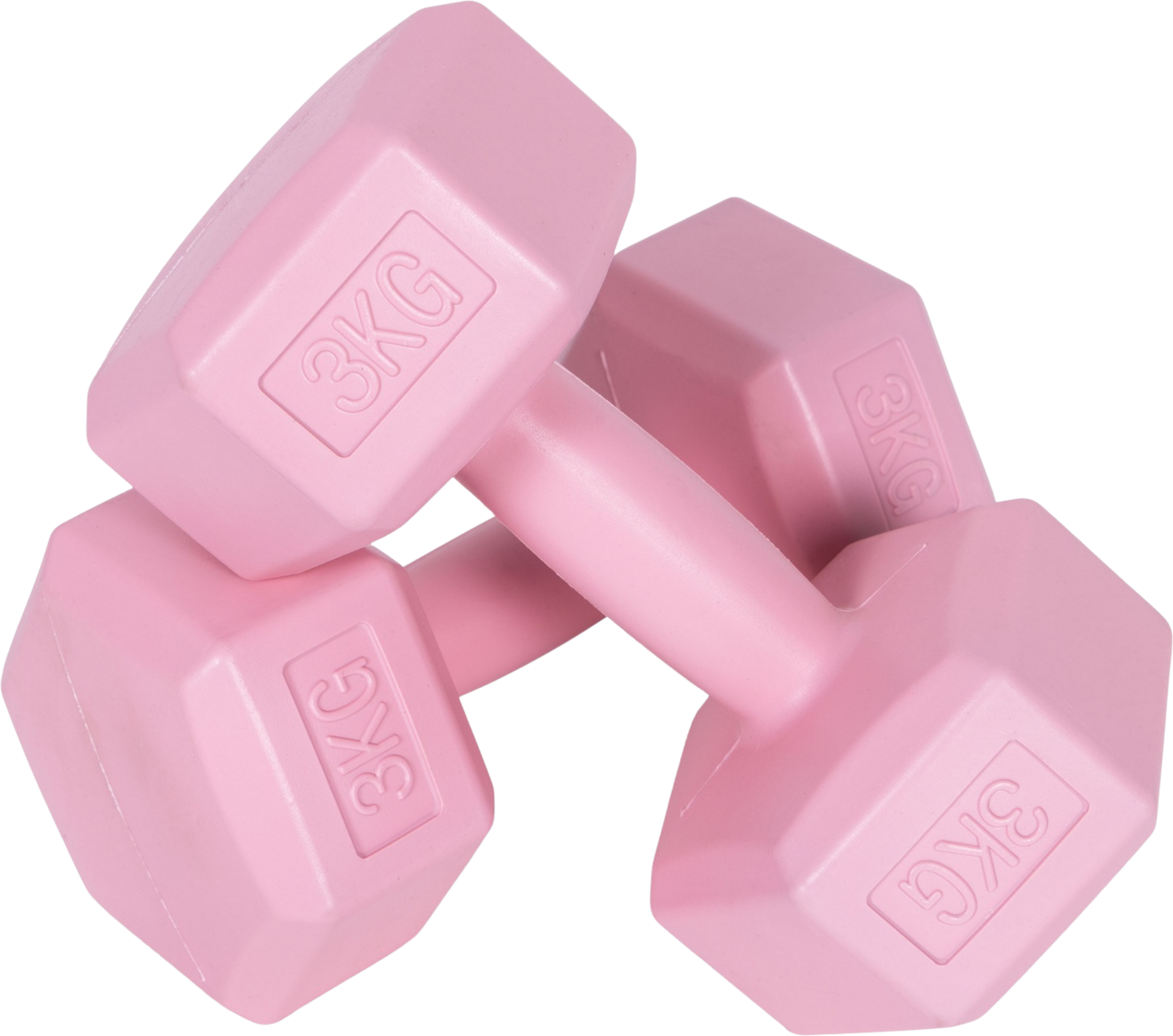 B2X, Hex Dumbbells Set 2x3 Kg, Exercise Weights, Fitness Load, Pink, Modernhome