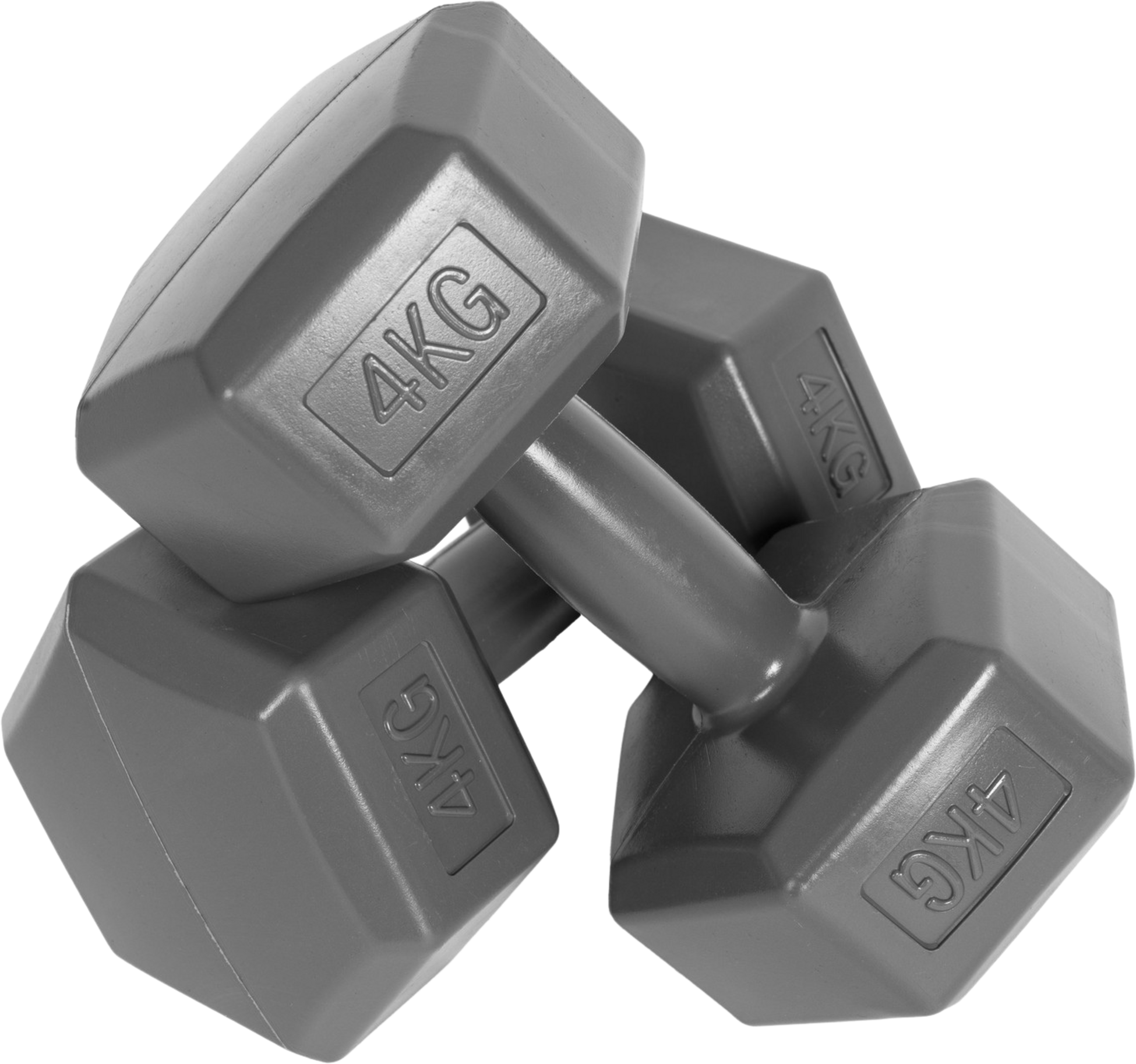 B2X, Hex Dumbbells Set 2x4 Kg, Exercise Weights, Fitness Load, Gray, Modernhome