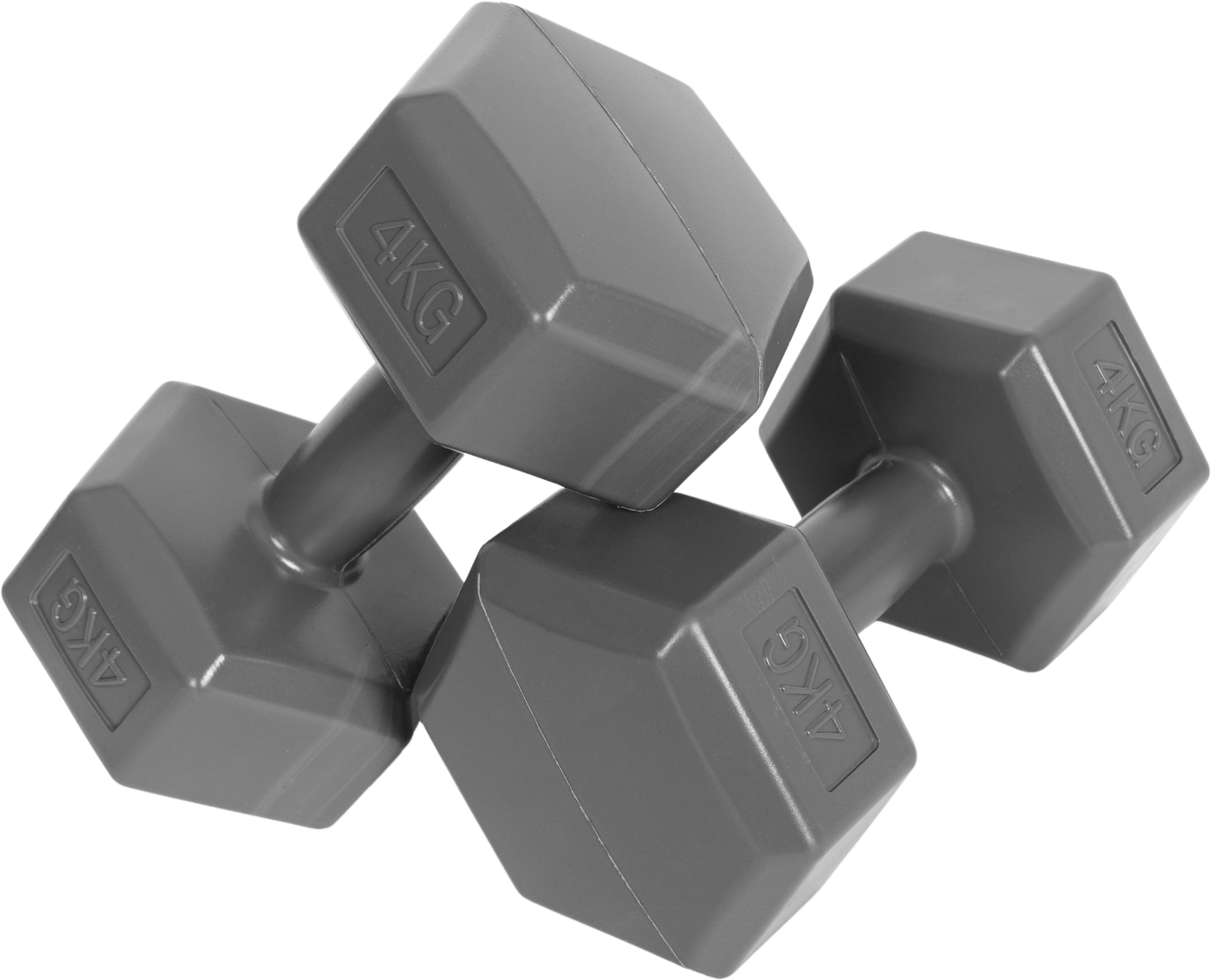 B2X, Hex Dumbbells Set 2x4 Kg, Exercise Weights, Fitness Load, Gray, Modernhome