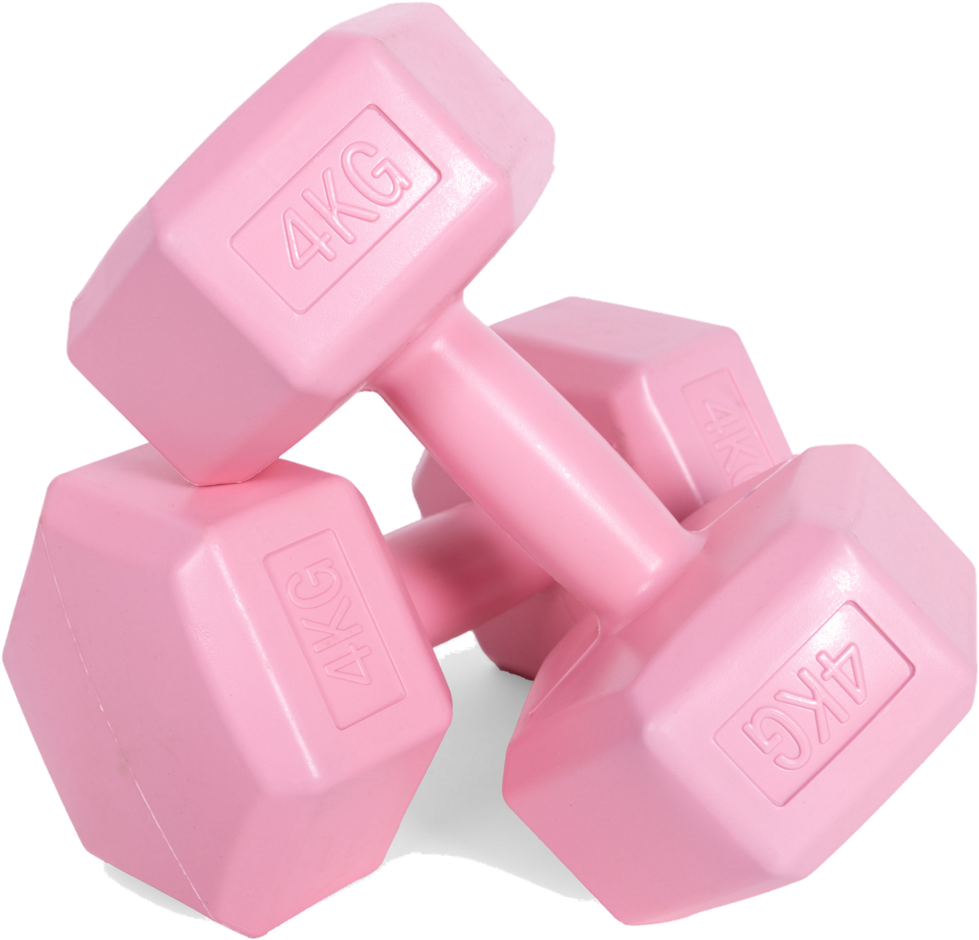 B2X, Hex Dumbbells Set 2x4 Kg, Exercise Weights, Fitness Load, Pink, Modernhome