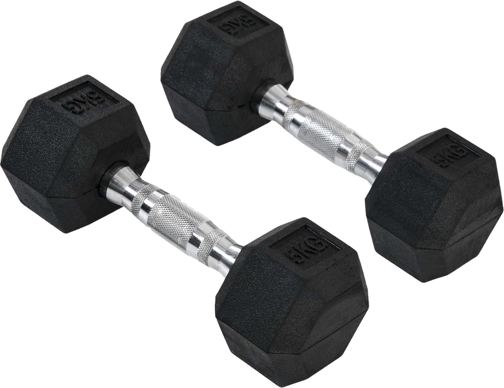NORTHIX, Hexagon Dumbbells Set Of 2, 2x5 Kg, Cast Iron With Rubber Cover, Black