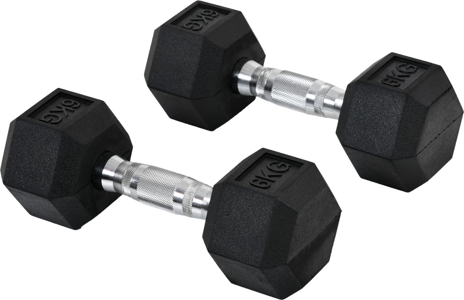 NORTHIX, Hexagon Dumbbells Set Of 2, 2x6 Kg, Cast Iron With Rubber Cover, Black