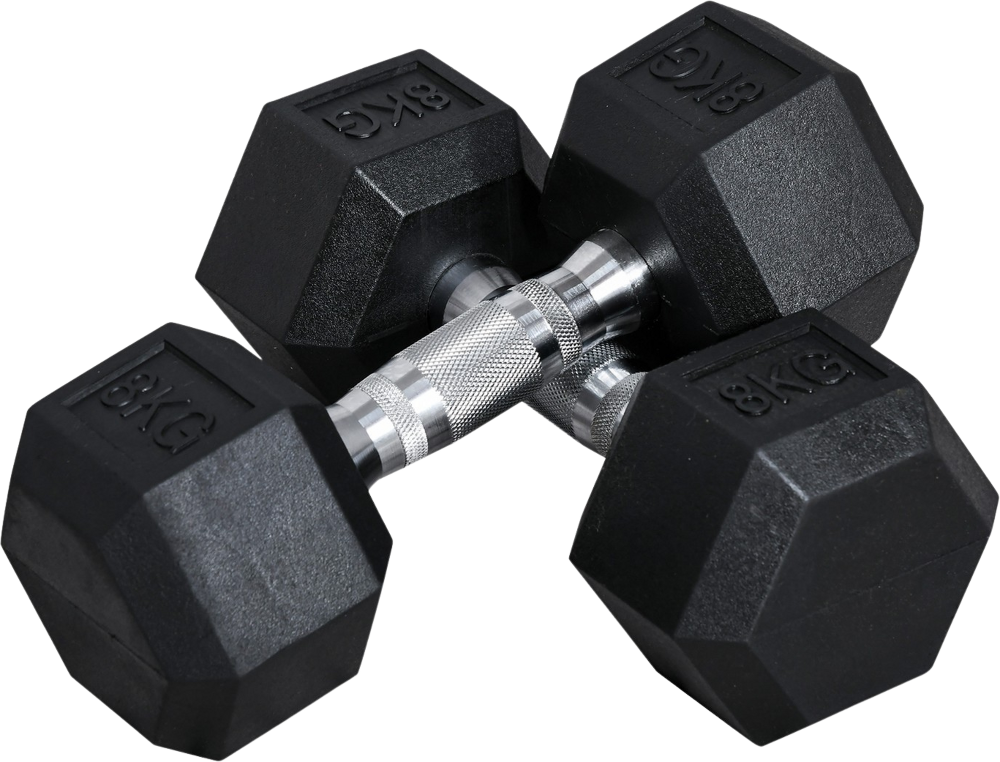 NORTHIX, Hexagon Dumbbells Set Of 2 Cast Iron Dumbbells Handle Knurled Dumbbell Set Weights Metal Rubber Blac