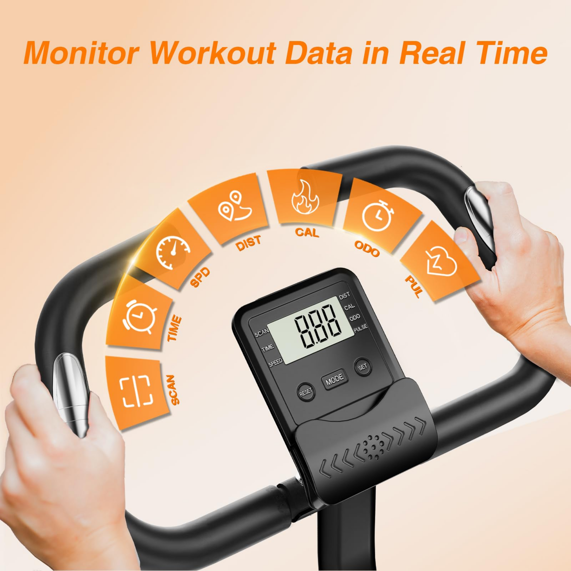 HOMEFITNESSCODE, Hopfällbar Motionscykel Med Magnetmotstånd , Lcd-skärm – Hemmaträning