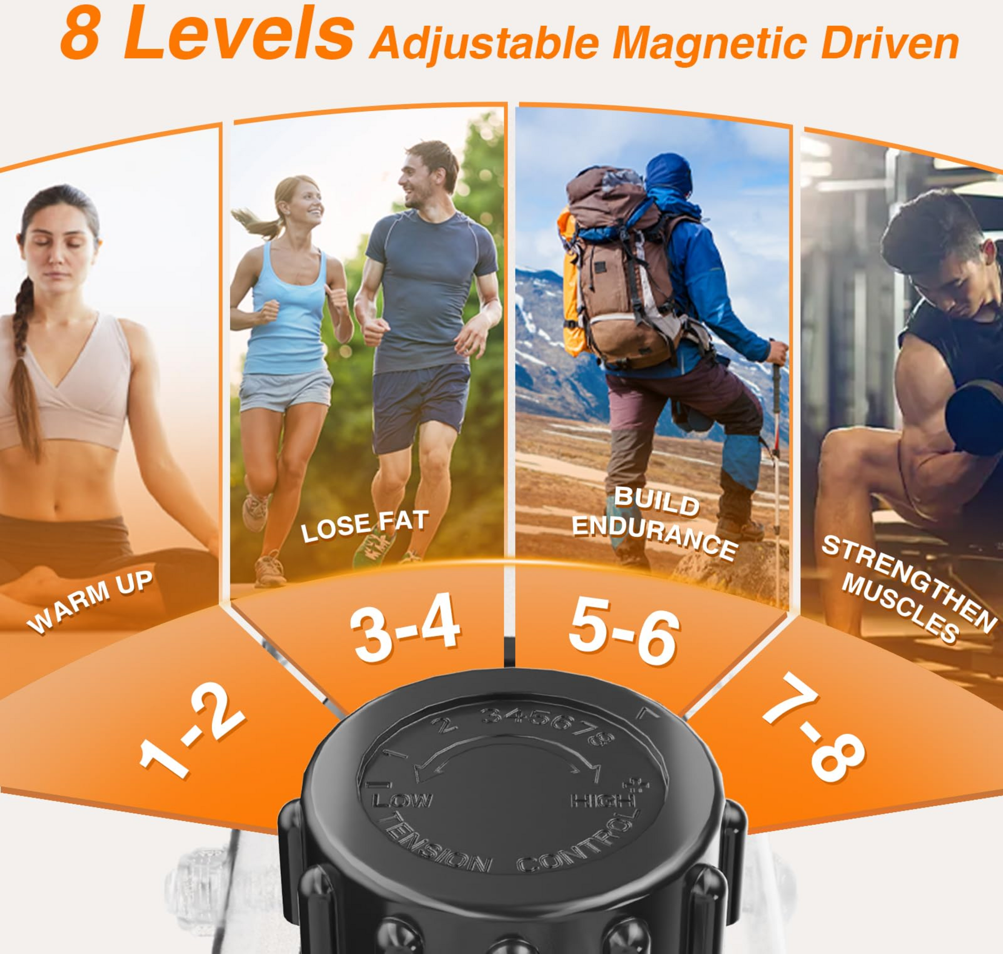 HOMEFITNESSCODE, Hopfällbar Motionscykel Med Magnetmotstånd , Lcd-skärm – Hemmaträning