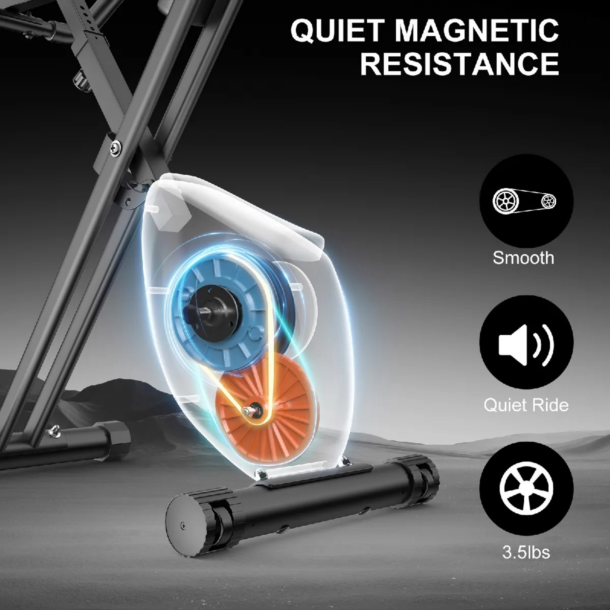 HOMEFITNESSCODE, Hopf&auml;llbar Motionscykel Med Ryggst&ouml;d, Lcd-sk&auml;rm Och 8 Motst&aring;nd