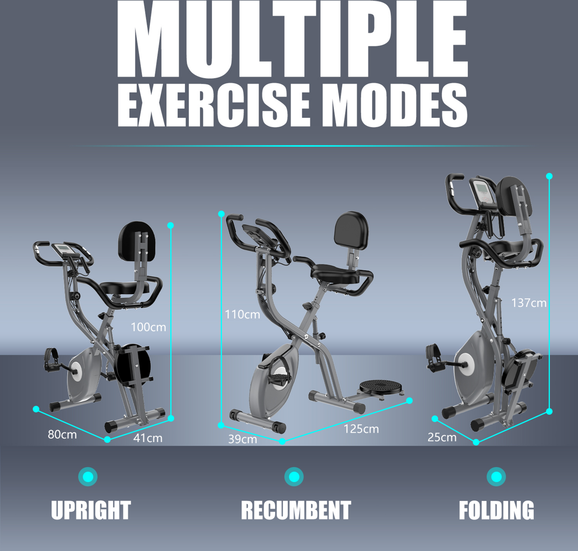 HOMEFITNESSCODE, Hopfällbar Motionscykel Med Styrka Och Vridplatta – Magnetresistans