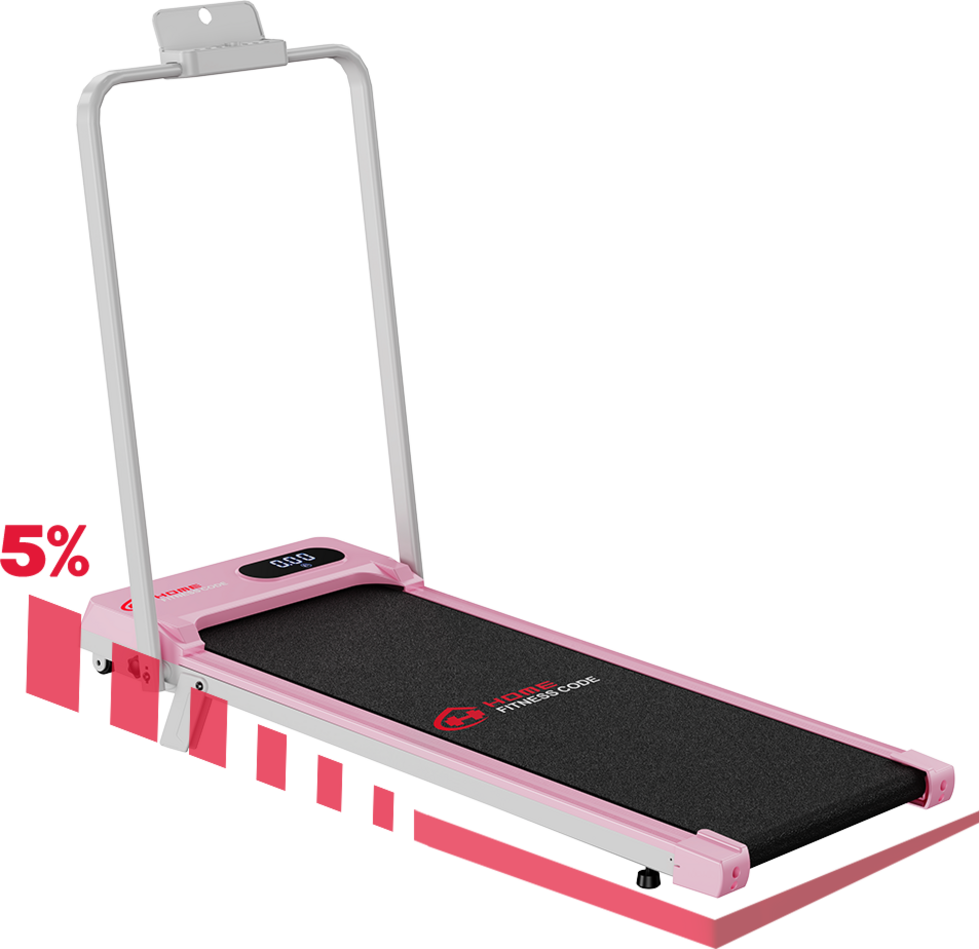 HOMEFITNESSCODE, Hopfällbart Löpband Med Handtag, 1–6 Km/h, 2.5hp, Tyst , Kompakt(med Matta)