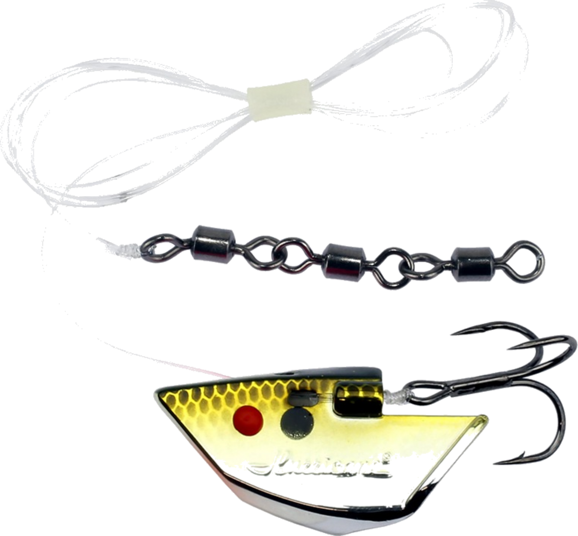 HURRICANE, Hurricane Baithead L Rigged Uv Chrome Golden Shad
