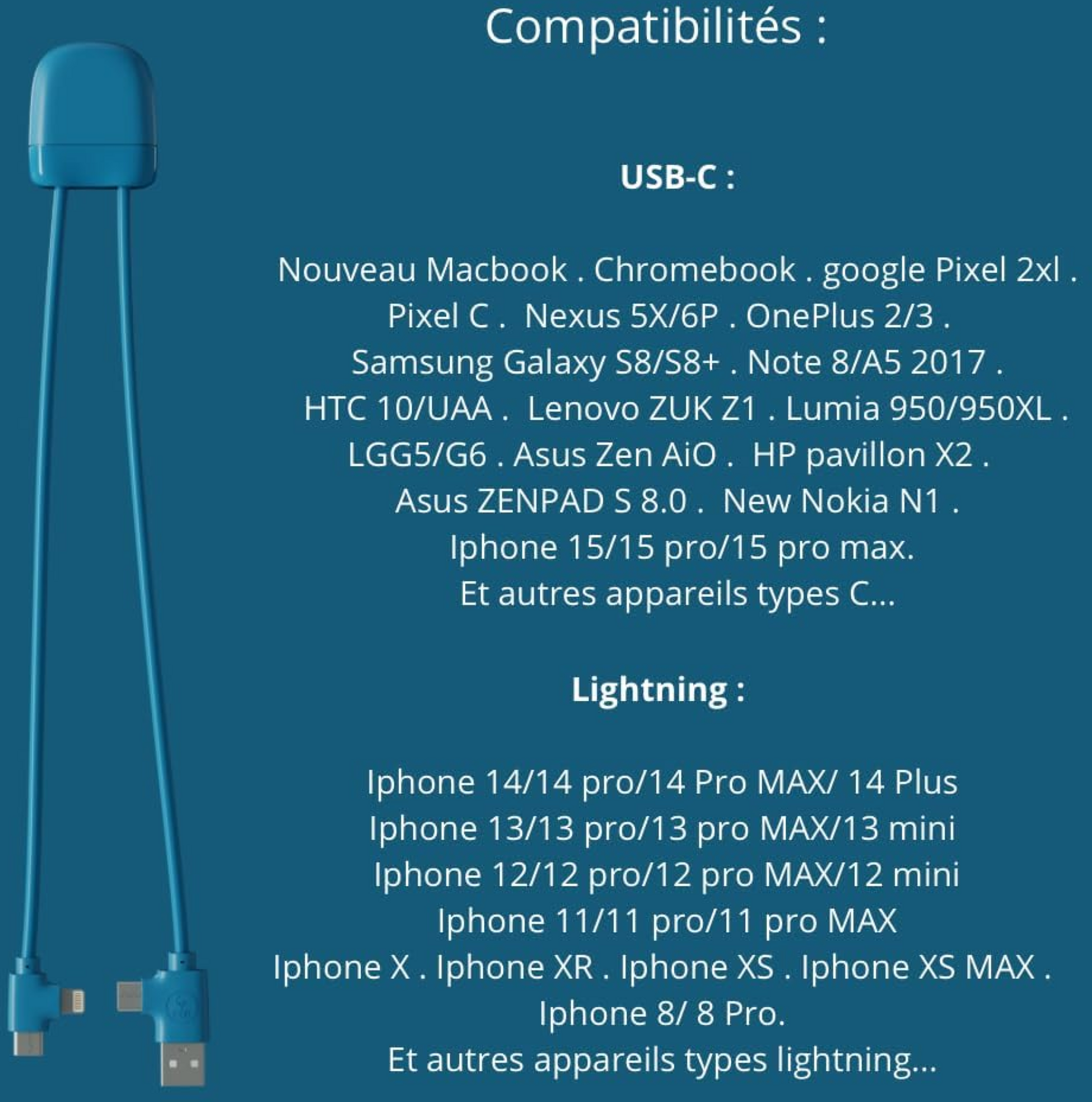XOOPAR, Ice-c Multi-connector Laddningskabel Blå