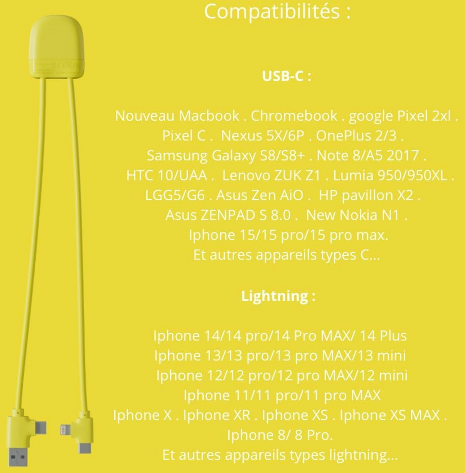 XOOPAR, Ice-c Multi-connector Laddningskabel Gul