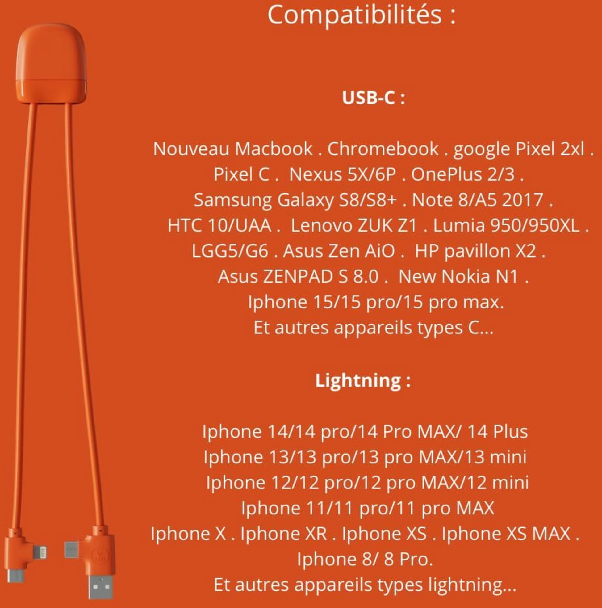 XOOPAR, Ice-c Multi-connector Laddningskabel Orange