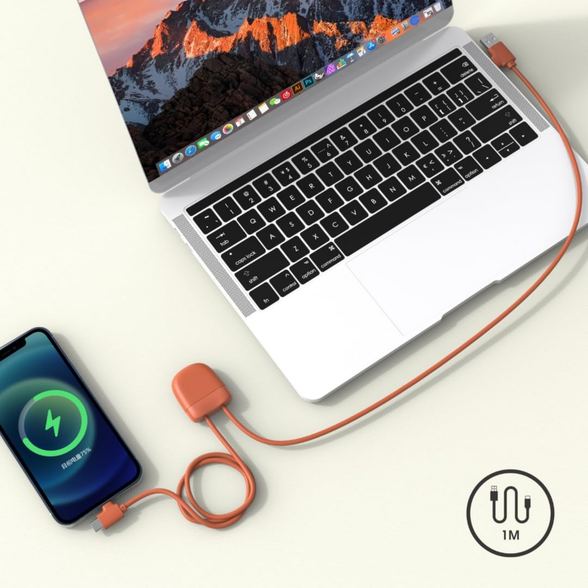 XOOPAR, Ice-c Multi-connector Laddningskabel Orange