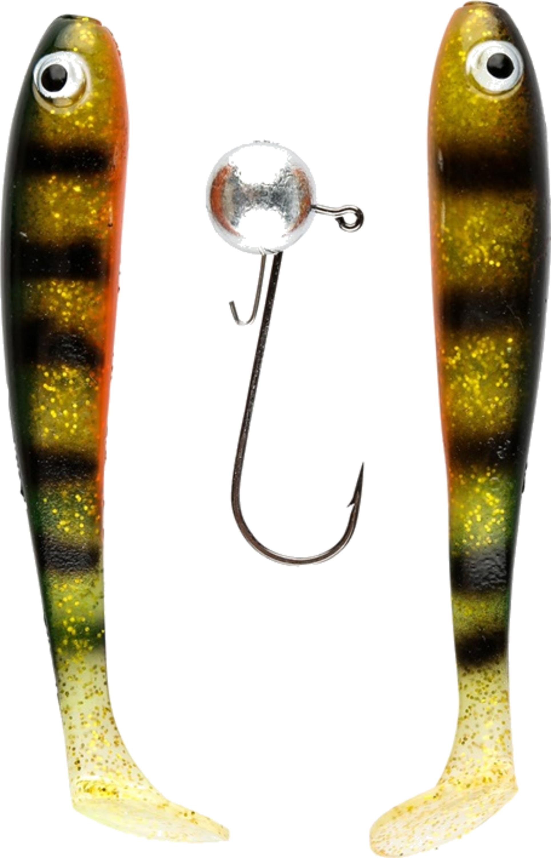 IFISH, Ifish The Demon Shad 10cm, 2-pack Including Jig Head - Fluo Perch