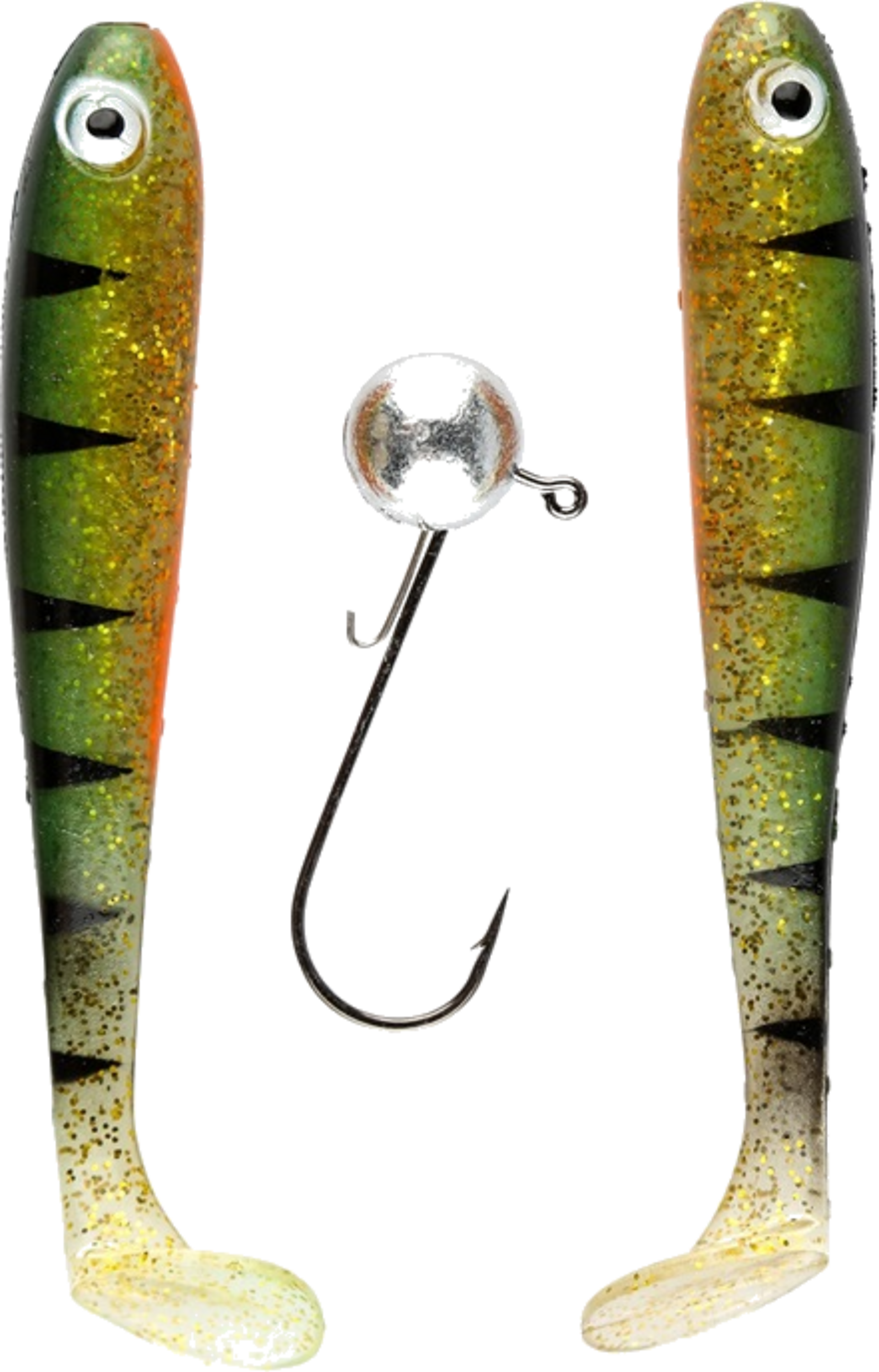 IFISH, Ifish The Demon Shad 10cm, 2-pack Including Jig Head - Hot Perch